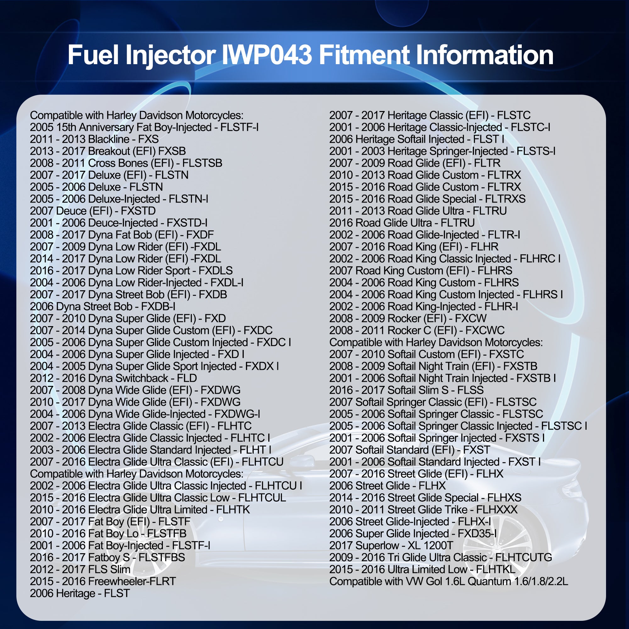 HiSport Fuel Injector IWP043 - Compatible with Harley Davidson VW Ducati Motorcycles Supersport MH900 Monster SS800 (pack of 1) - HiSport
