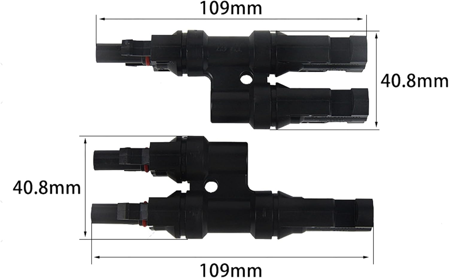 HISports Photovoltaic T-Branch Connector 1 to 2,Solar Panel Connector 1000V 1 in 2,Solar Panel Cable Connector,Solar Connector,Photovoltaic Connector, Black