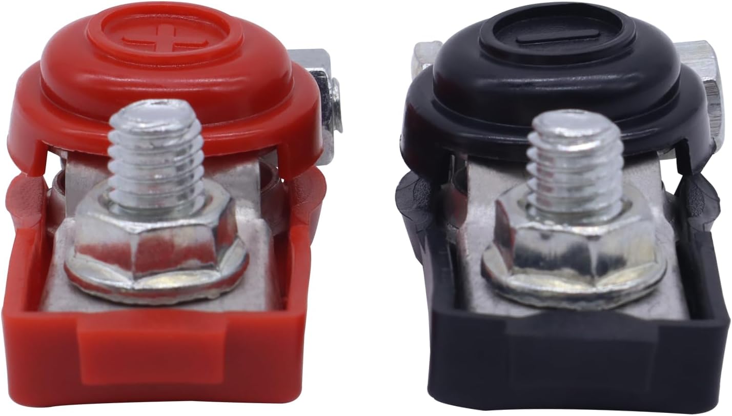 Hisport Battery Terminal Connectors Top Post - Compatible with Positive & Negative for Automotive, Truck, RV, Marine & More - Durable Iron Construction for Long-Lasting Performance