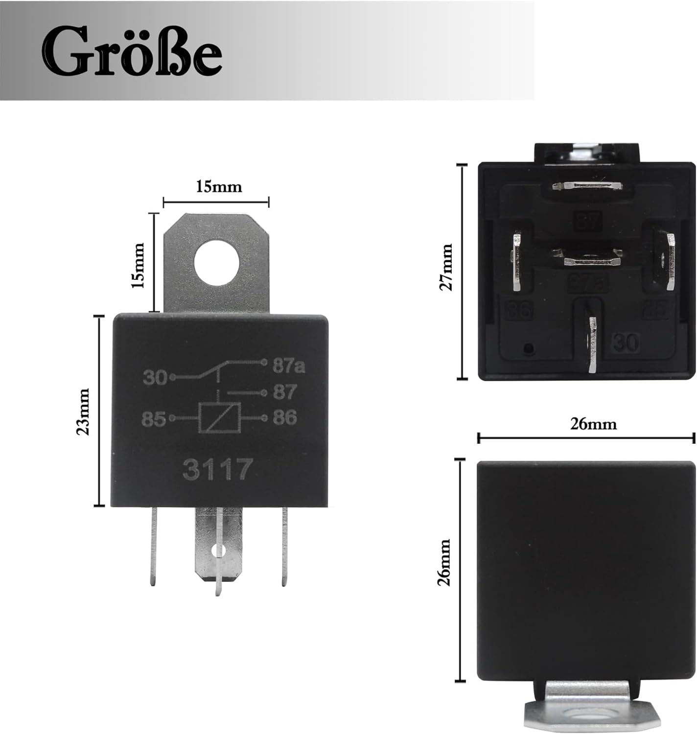HISports Relais, wasserdichtes 12 V Pin Automobilrelais, 5 Pin Automobil Relaiskonverter, Scheinwerfer Universalrelais mit Halterung 4RD 933 332 041