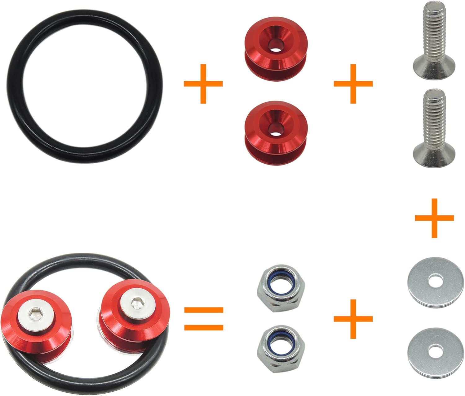 HiSport Car Body Bumper Quick Release Kit Front Rear Bumper Fasteners for Car Bumpers Trunk Fender Hatch Lids Kit (Black-8Pcs)