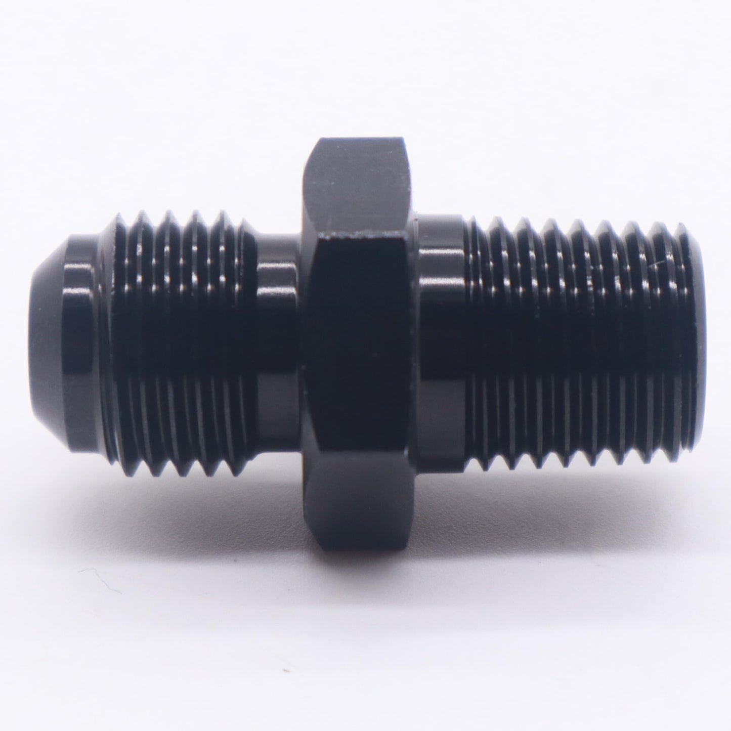 HiSport 6AN to 1/4 NPT Male Hose Fitting Adapter, Universal Aluminum Flare Male 6AN to 1/4'' NPT Union Fuel Oil Line Pipe Connector Black Anodized