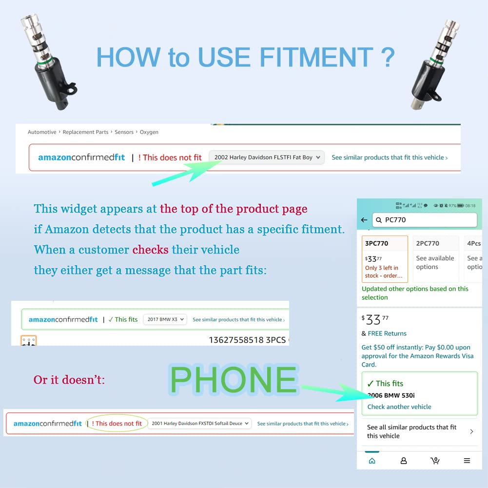 HiSport Oil Control Variable Valve Timing VVT Compatible with Azera Entourage, Genesis, Genesis Coupe, Santa Fe, Sonata, Veracruz Replace 24355-3C200+24355-3C100