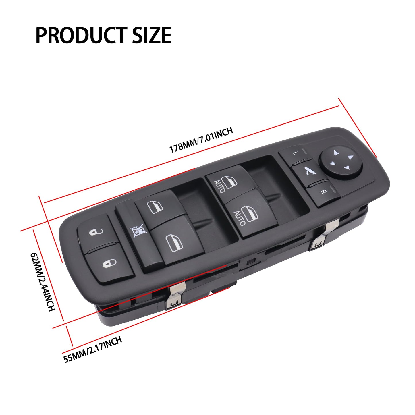 HiSport 56046826AE Power Master Window Switch Front Left Driver Side - Compatible with Chrysler 300 2012 Dodge Journey 2011 2012-8 PINS + 3 PINS