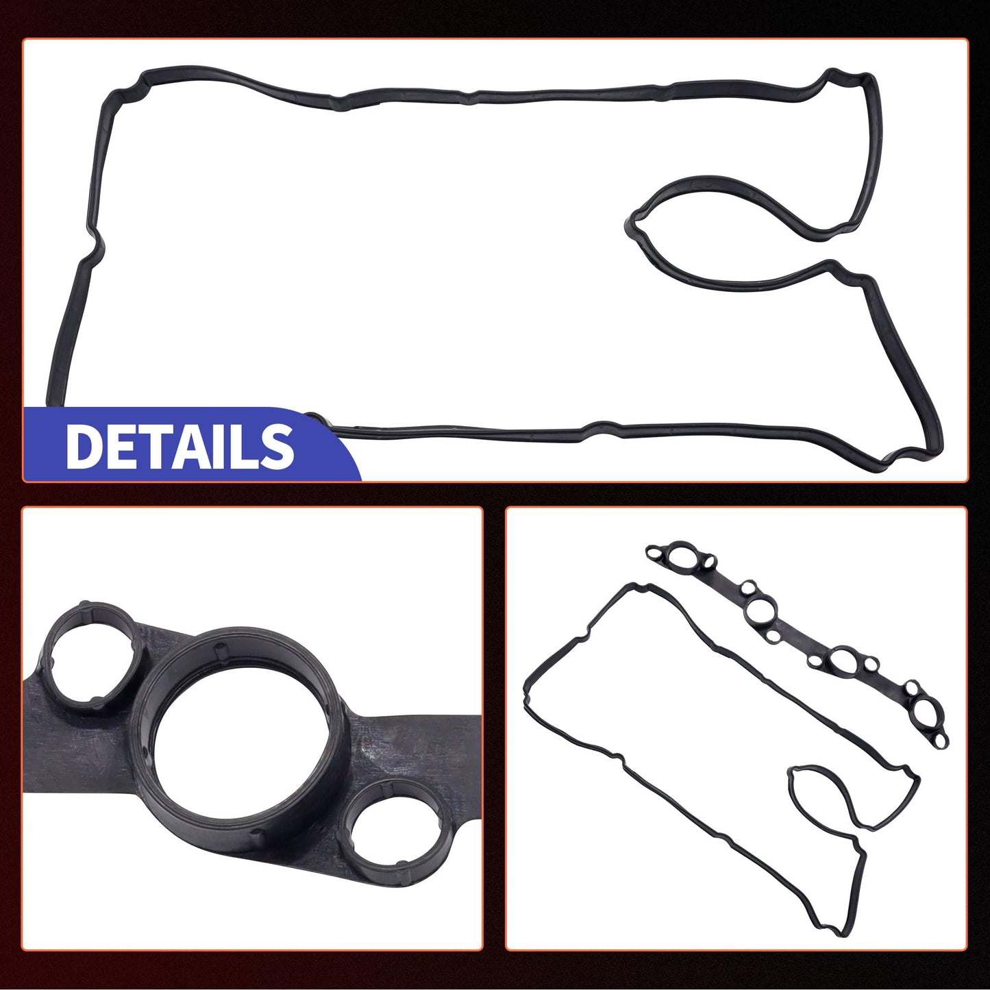 HiSport VS50717R Valve Cover Gasket Set - Compatible with Toyota 2005 2006 2007 2008 2009 2010 2011 2012 2013 2014 2015 2016 2017 2018 2019 2020 Tacoma 2.7L