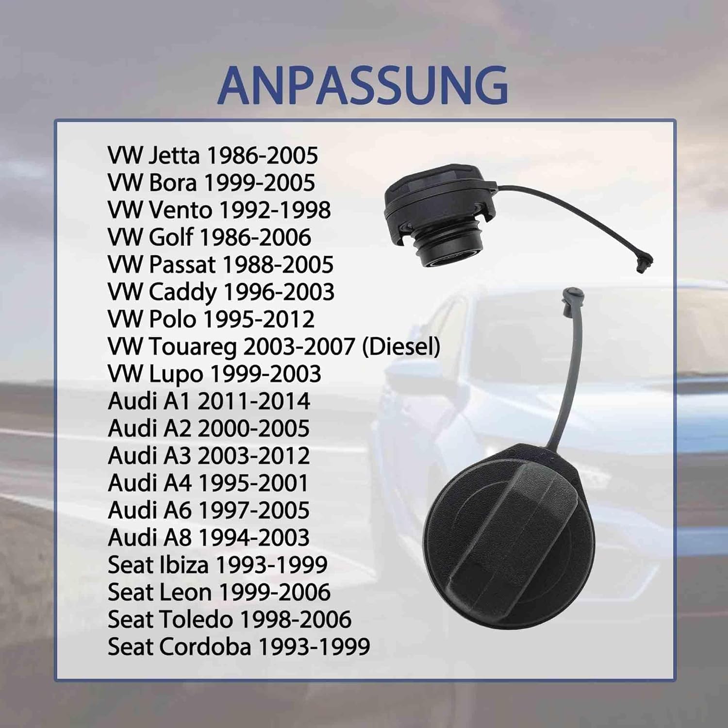 HISports Tankdeckel Treibstoff Deckel 980692, Tank Abdeckung Benzin Diesel Kompatibel mit Polo A4 Seat Replace 980692