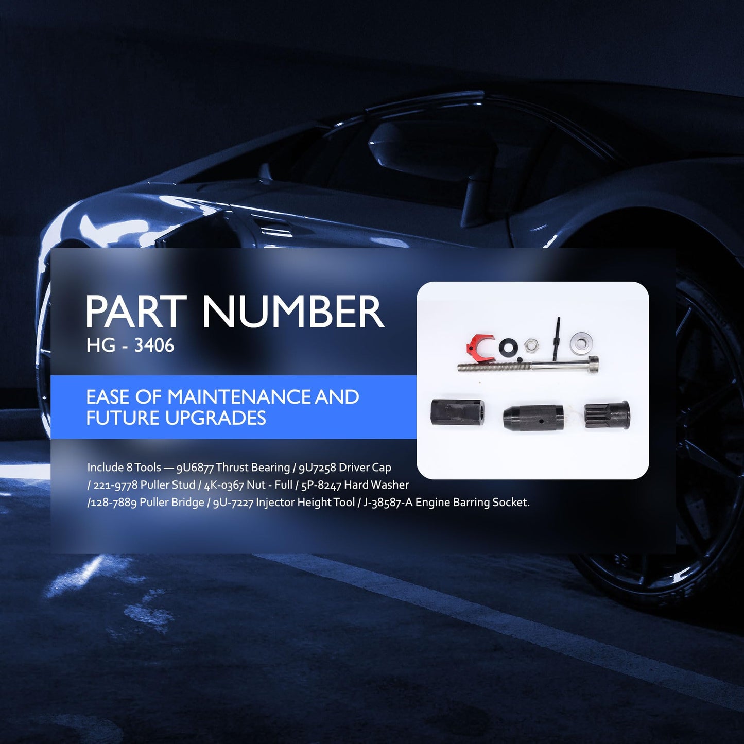 HiSport Fuel Injector Seal Install Tools for 9U-6891 CAT 3406E/C-15/C-16 Engines - 9U-6891 Injector Sleeve Remover Installer Set 8 PCS Include Injector Height Tool and Engine Barring Socket