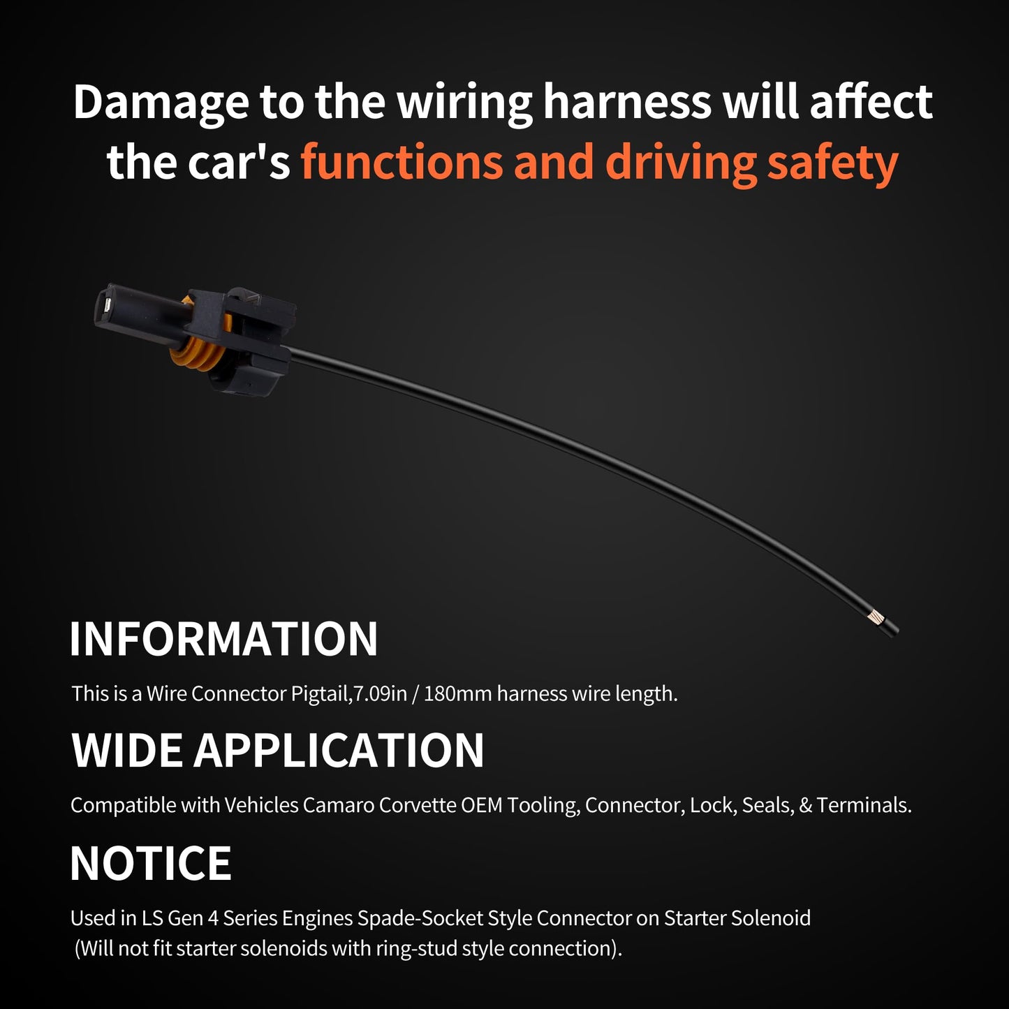 HiSport Billet Wire Connector LS Gen 4 Starter Motor Solenoid LS3 Pigtail WPSTR40 Compatible with Vehicles Camaro Corvette OEM Tooling, Connector, Lock, Seals, Terminals