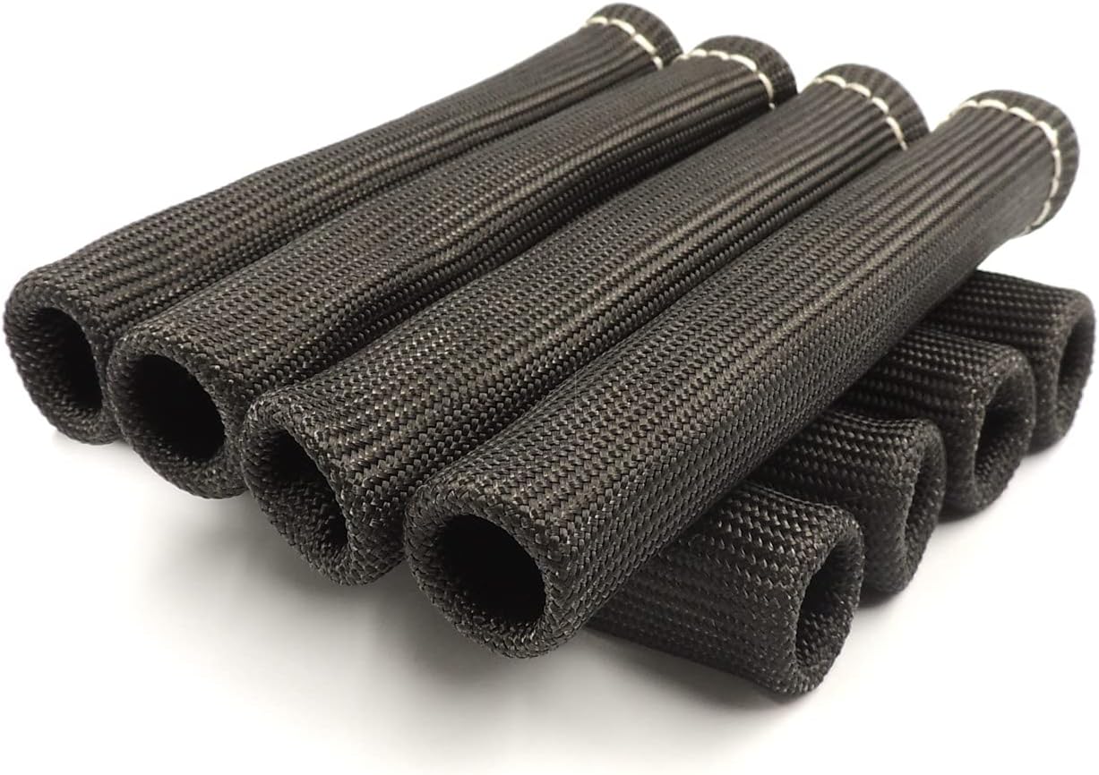 HiSport 8pcs Spark Plug Wire Boots Heat Shield Protector Sleeve Cover Compatible with SBC BBC 350 454 (8pcs, Black)