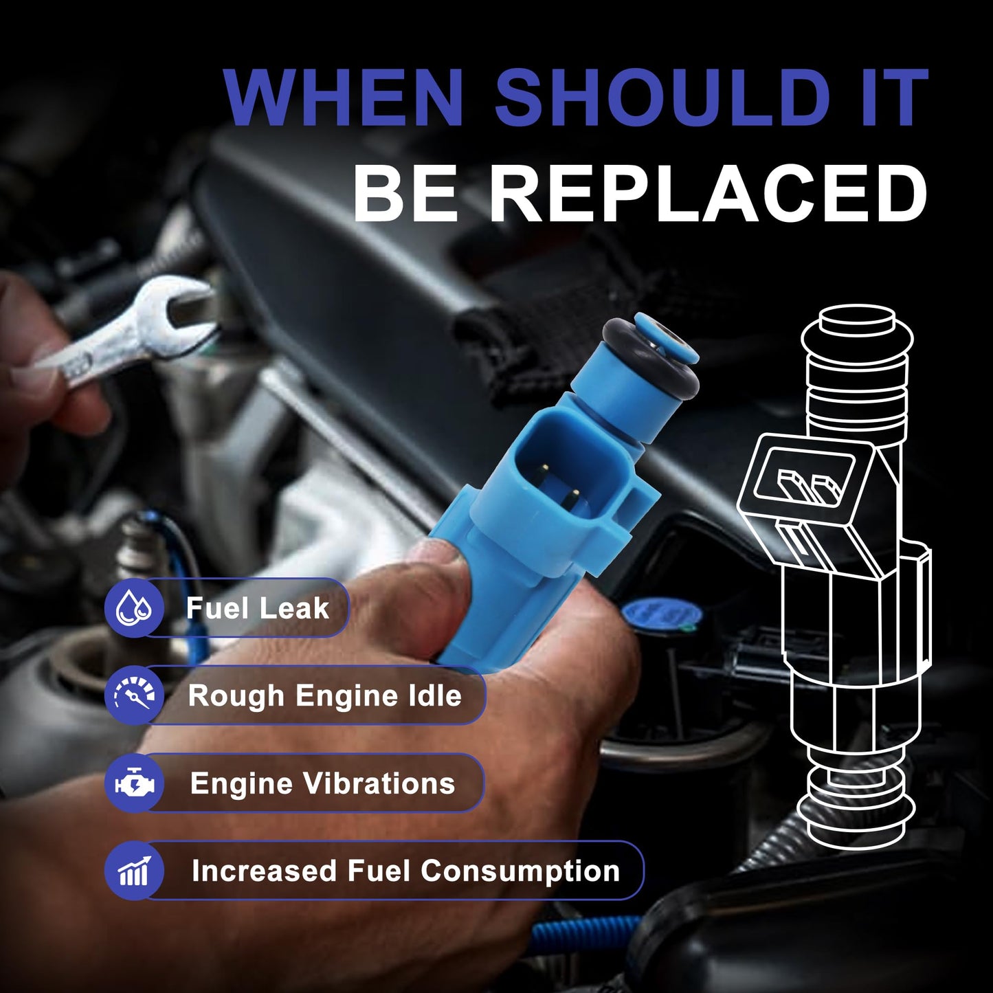 HiSport 0280155972 Fuel Injectors Replacement for Jeep Liberty 3.7L 2002-2003,Compatible with Dodge Ram 1500 3.7L 2002-2003 6 PCS