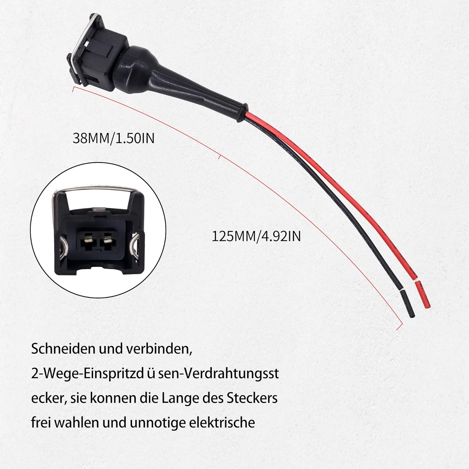HISports Einspritzdüsen Stecker Einspritzdüse Benziner EV1-3-H Kraftstoffeinspritzdüsenstecker, wasserdicht für Kraftstoffeinspritzdüsenanschluss,2-Wege-Einspritzdüsen for Bosch EV1 OBD1 2 Stück
