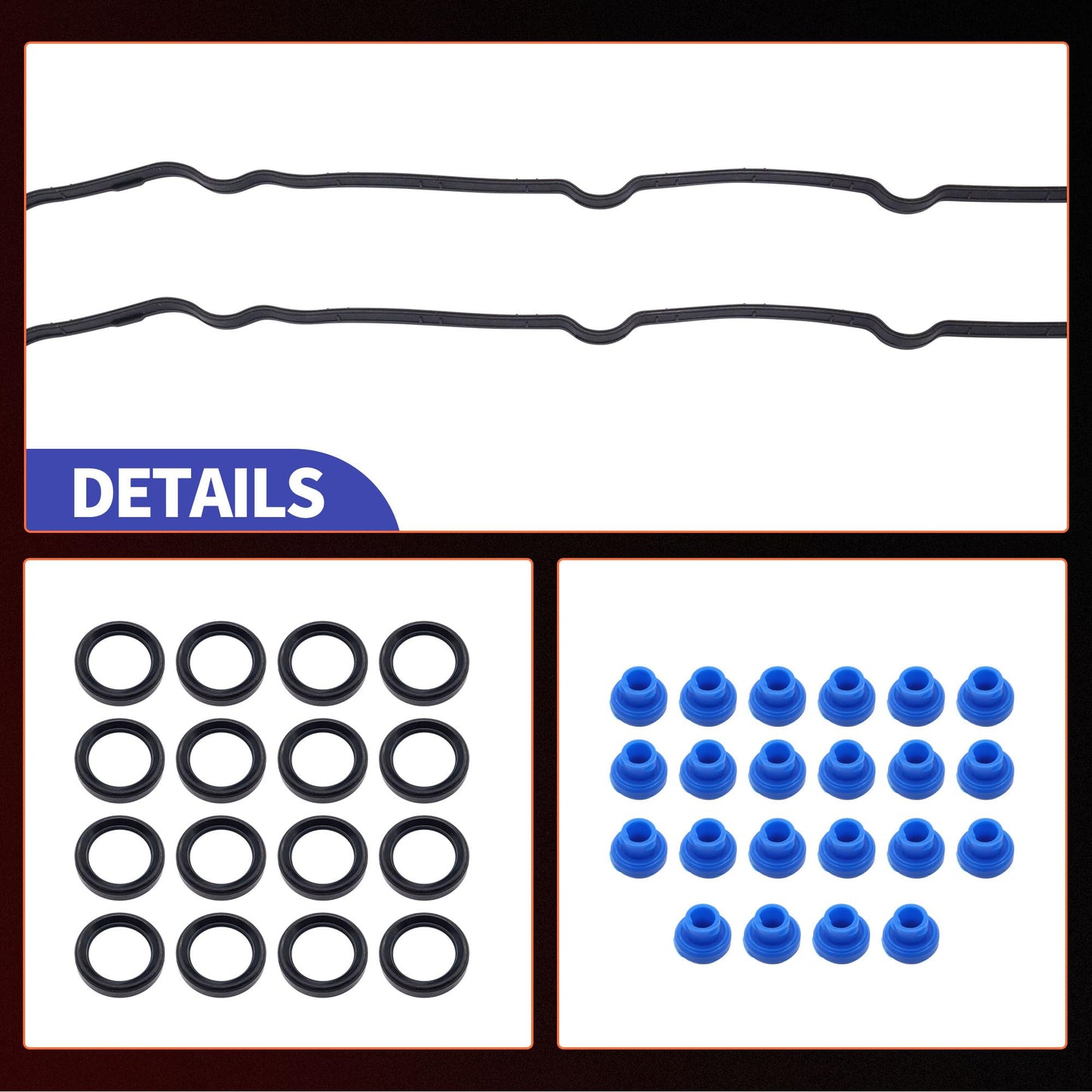 HiSport Engine Valve Cover Gasket Set - Compatible with Ford Edge Flex Fusion Taurus X Lincoln MKZ MKX MKS MKT Mazda CX-9 CX-9 6 Mercury Sable 2007-2015 - Replace VS50767R