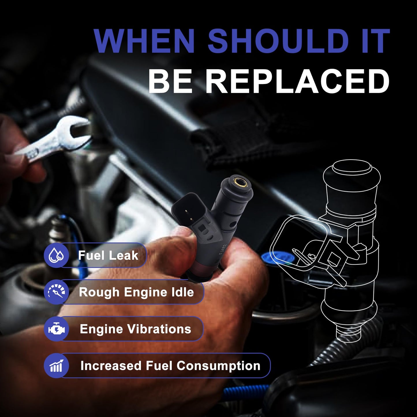 HiSport Fuel Injectors FJ482 8PCS Compatible with Dodge Ram 1500 2500 3500 Durango 2004-2008,Replacement for Chrysler Aspen 2007-2008 5.7L V8