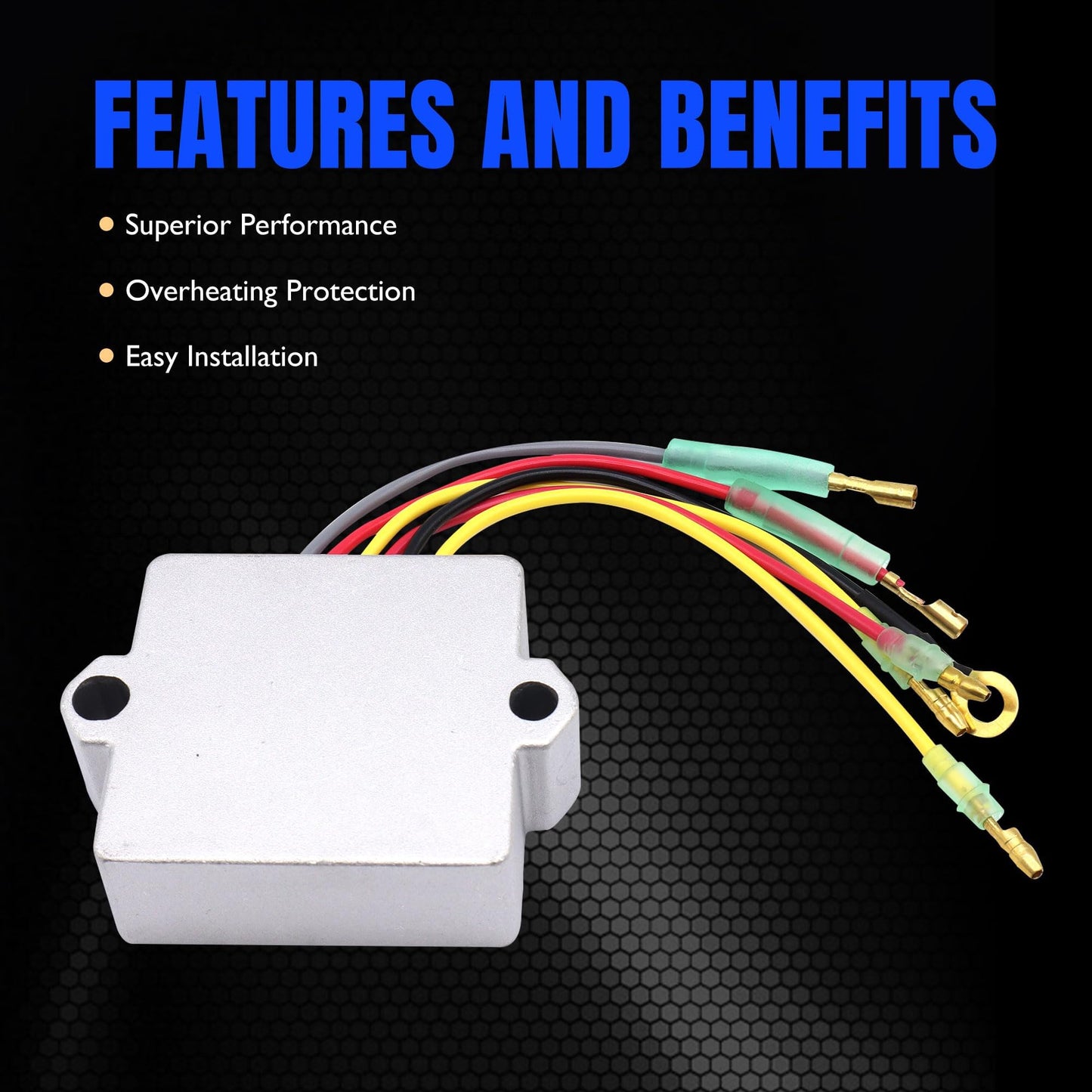 HiSport Voltage Regulator Rectifier - Compatible with Mercury Marine 100 Hp,115 Hp,12 Volt 14.4 Vset Series,125 Hp,135 Hp,150 Hp,175 Hp,200 Hp,250 Hp,275 Hp,40 Hp,50 Hp,55 Hp,60 Hp,75 Hp,90 Hp 815279T