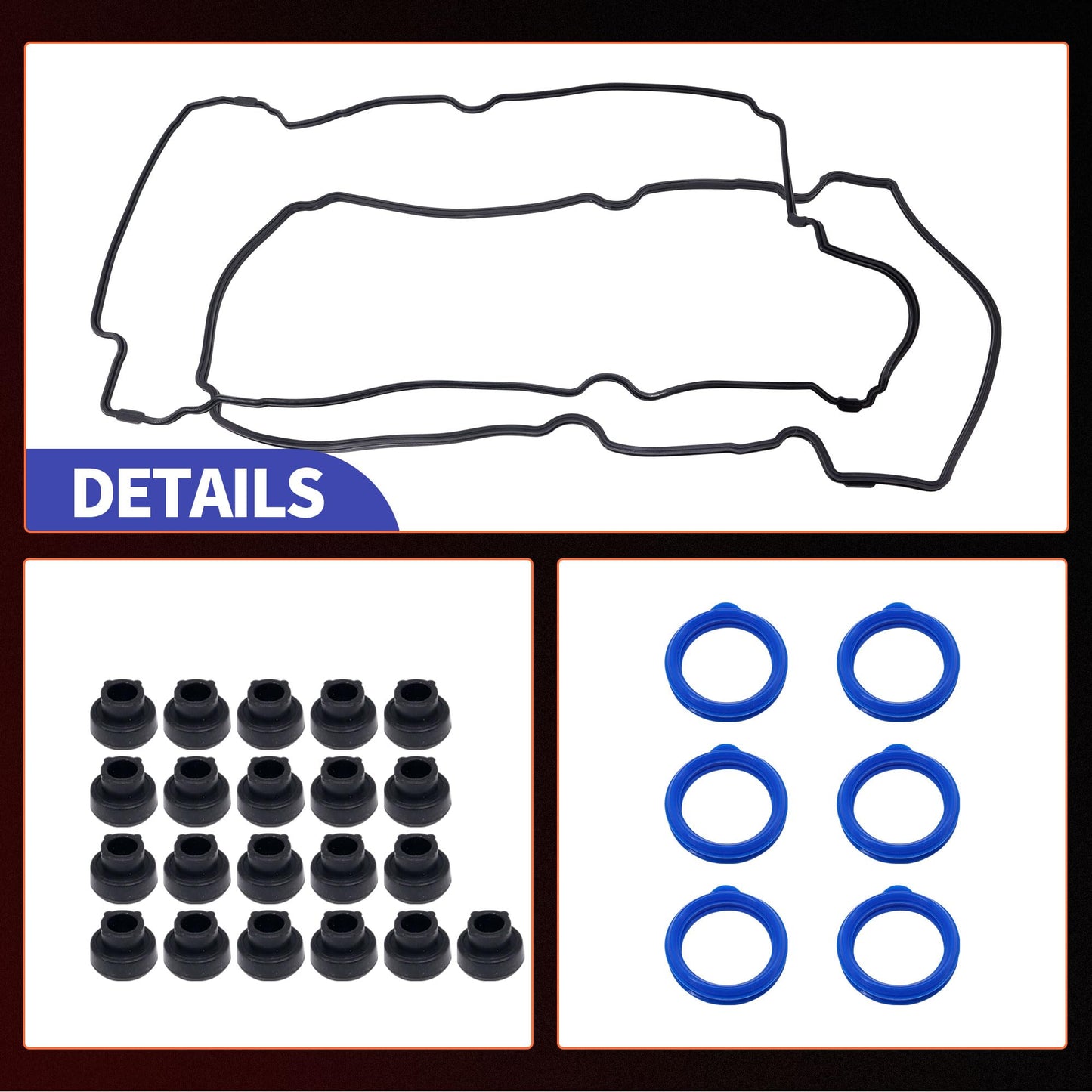 HiSport Valve Cover Gasket Set - Compatible with Ford Escape Taurus Compatible with Mazda Tribute MPV Compatible with Mercury Sable 2001-2004 3.0L - Replace VS50551R