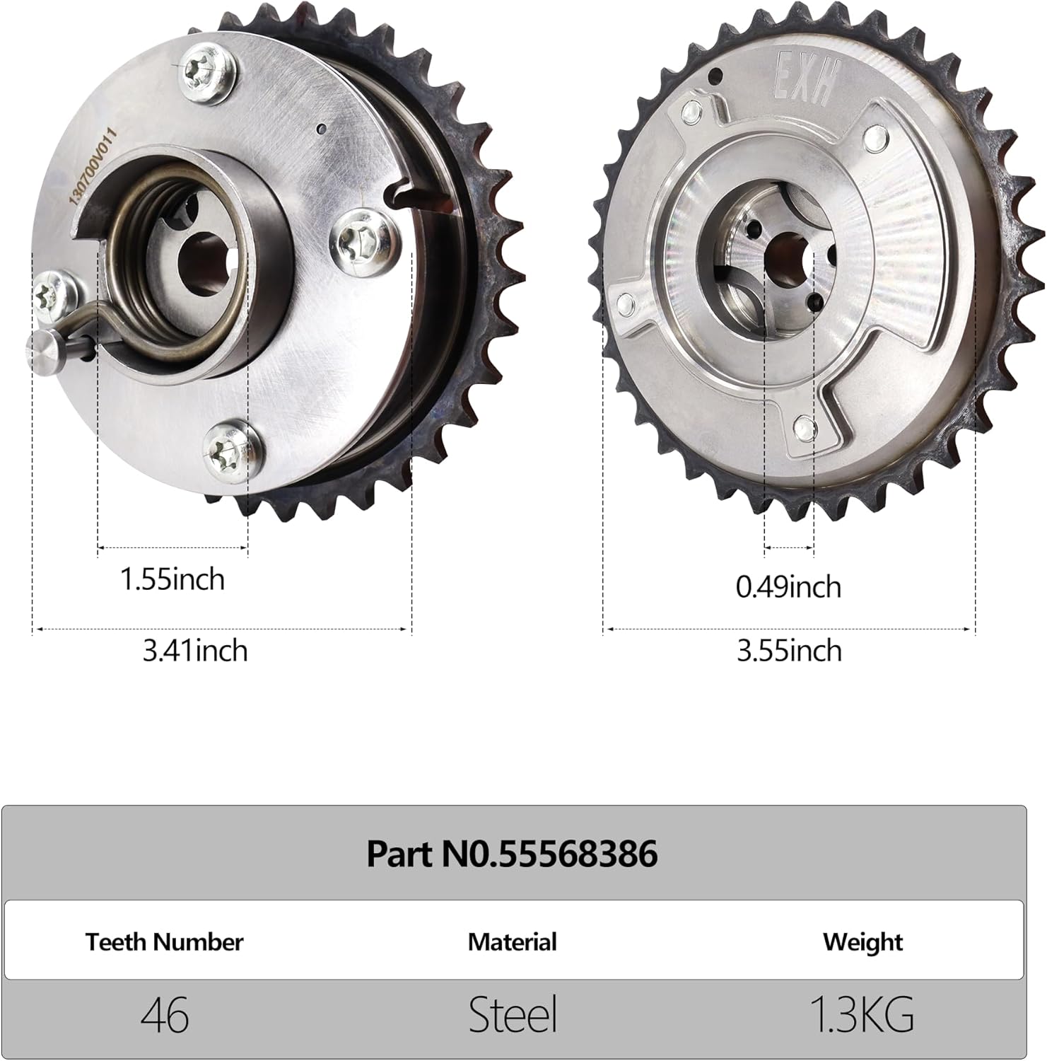 HiSport Camshaft Sprocket Gears Engine Variable Valve Timing (VVT) Intake and Exhaust - Compatible with 2009-2012 Toyota RAV4 Camry 2.5L Highlander Sienna Venza 2.7L - Replace 13050-0V011 13070-0V013