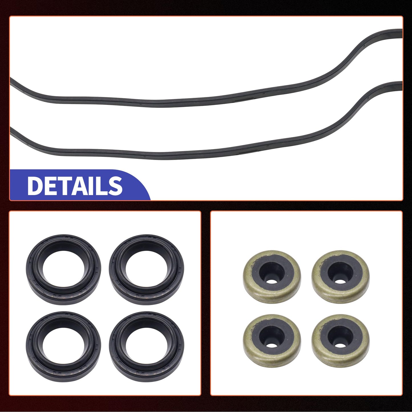 HiSport Engine Valve Cover Gasket Set - Compatible with Honda Accord 2.3L 1998 1999 2000 2001 2002 2.2L 1994 1995 1996 1997 - Replace VS50493R