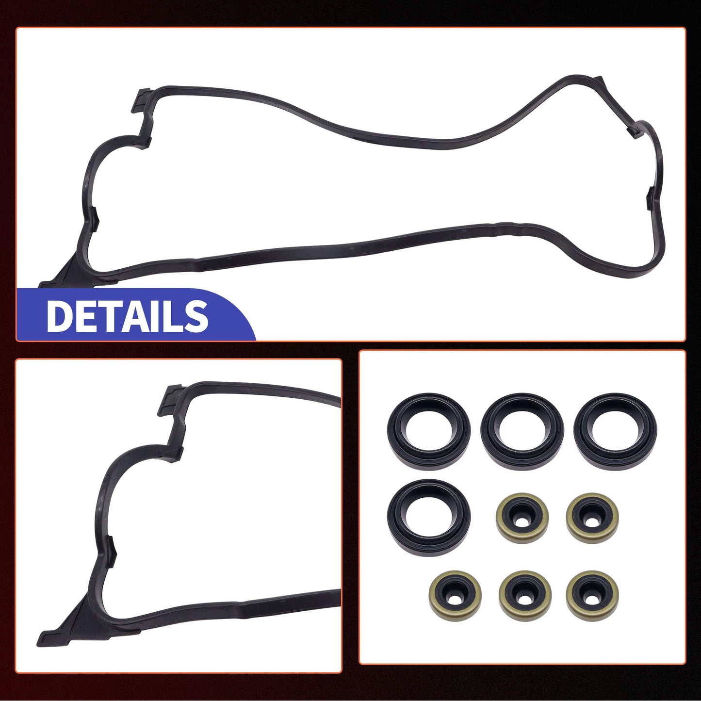 HiSport VS50500R Engine Valve Cover Gasket Set - Compatible with Honda 1992-2000 Civic 1.6L 1993-1997 Civic del Sol 1.6L