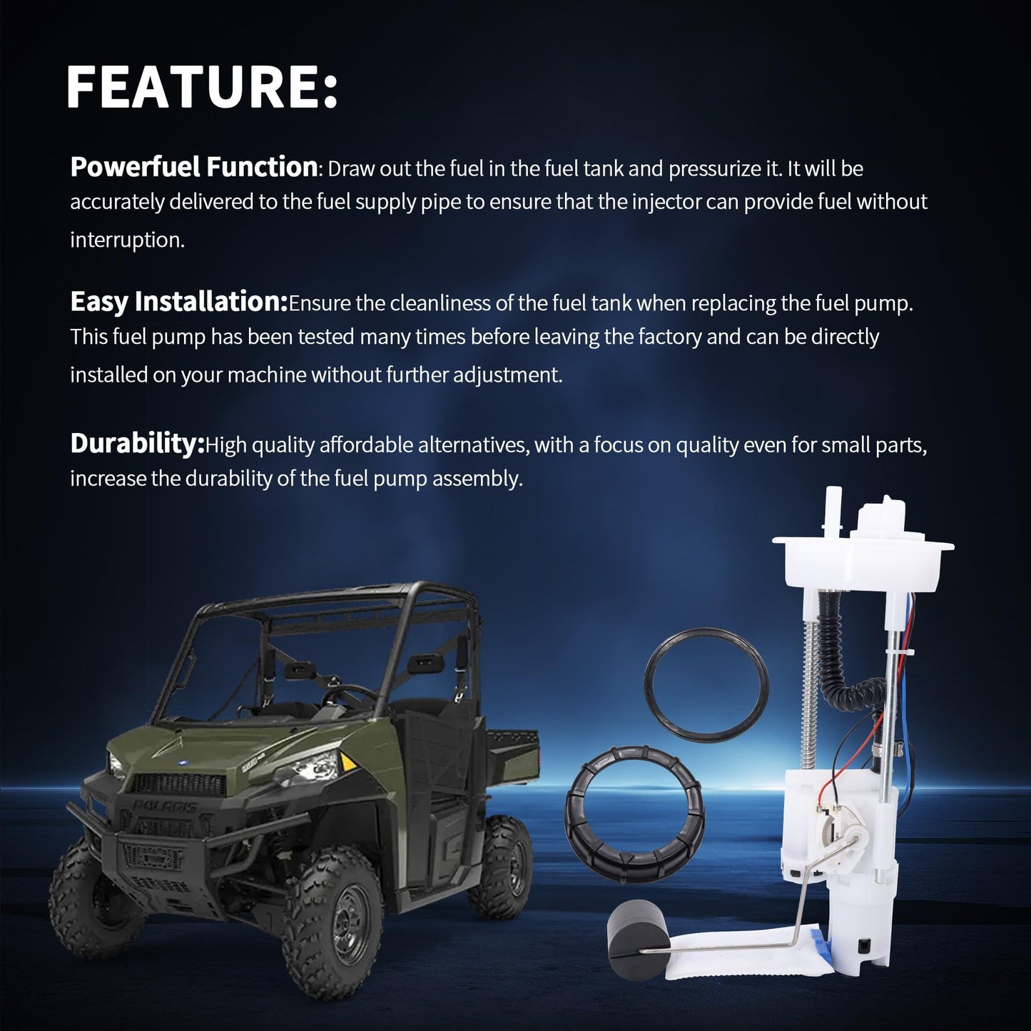 HiSport Fuel Pump Assembly Compatible with RZR 900 2018-2019, EPS 2018-2019,XC 2015-2017, RZR XP 4 1000 EPS 2014 2015 2016 2017 2018 2019 Replace 47-1001 2205502 2521363