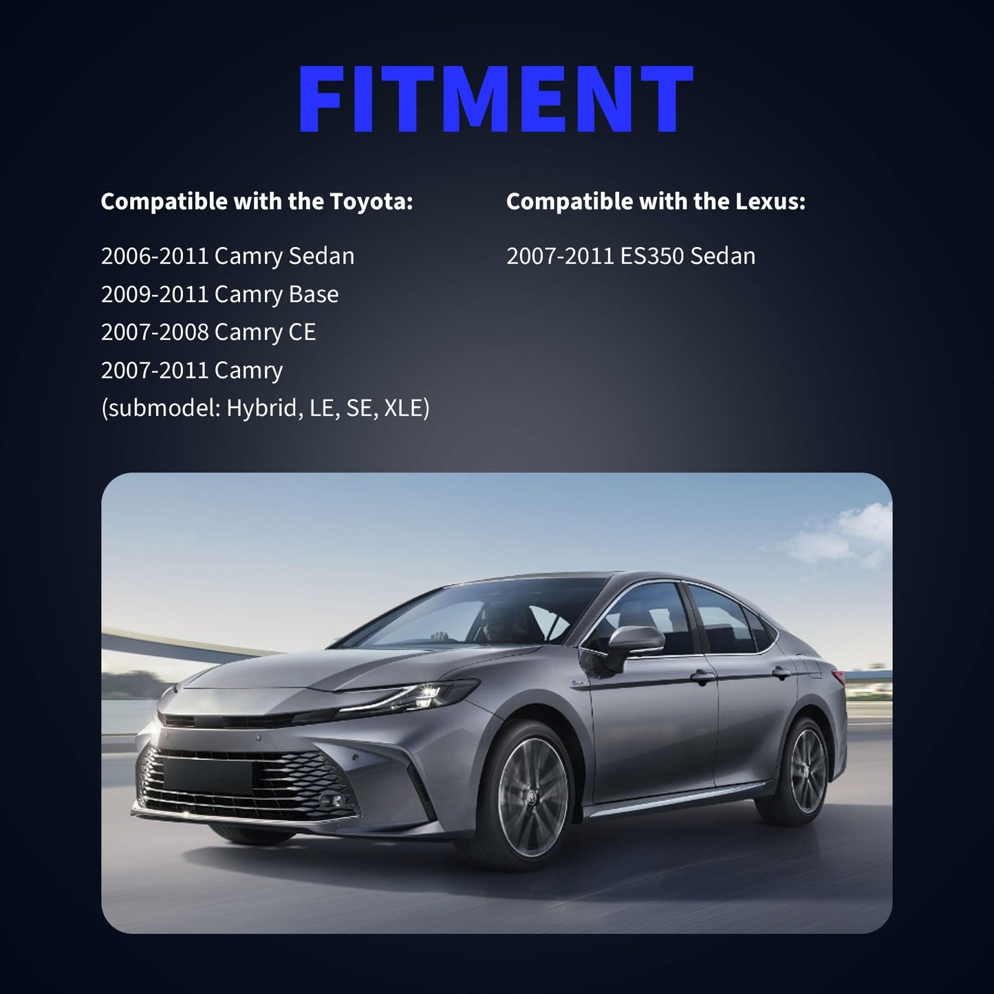 HiSport Front Driver and Passenger Side ABS Speed Sensor Set Replacement for Toyota Camry 2007-2011 V6 2.4L 2.5L 3.5L Base XLE LE Hybrid SE CE,Compatible with Lexus ES350 Sedan 2007-2011 2PCS