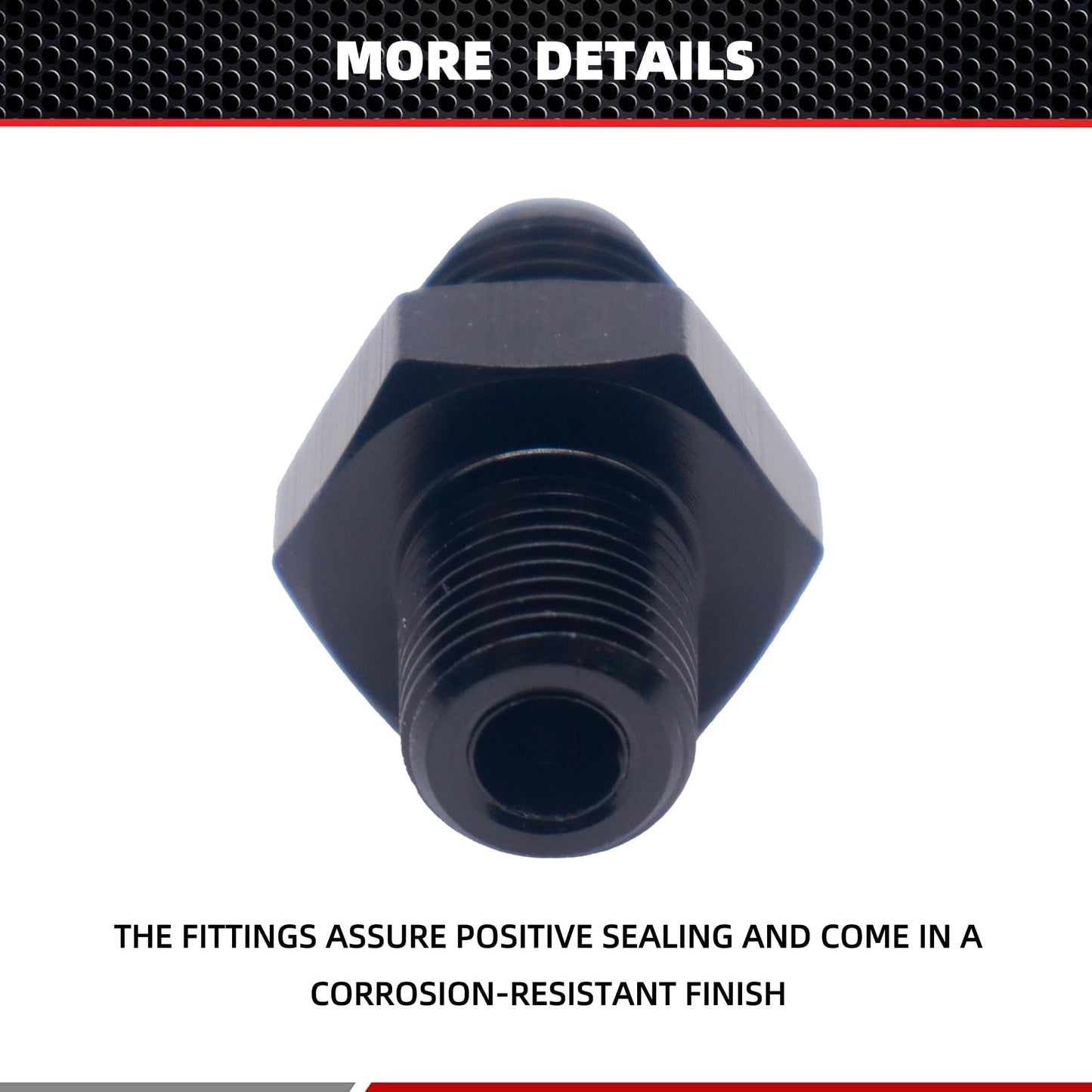 HiSport 4AN to 1/8 NPT Male Hose Fitting Adapter, Universal Aluminum Flare Male 4AN to 1/8'' NPT Union Fuel Oil Line Pipe Connector Black Anodized