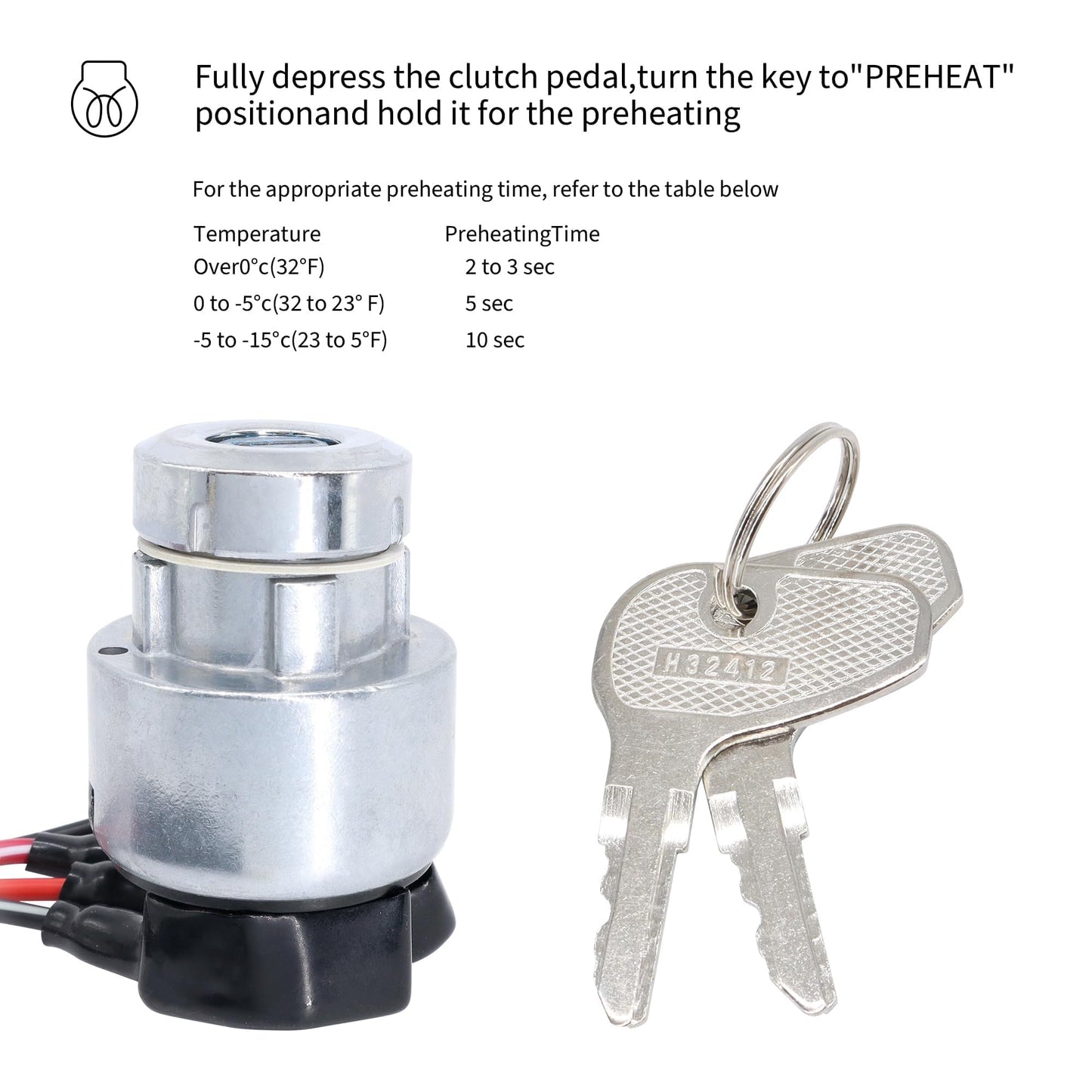 HiSport TC020-31822 Ignition Key Switch - Compatible with Kubota Tractor L2050 L2250 L2350 L2500 L2501 L2550 L2600 L2800 L3000 L2850 L3200 L3400 L3700 L3800 L4300 L4400 MX4700 MX5000 MX5100