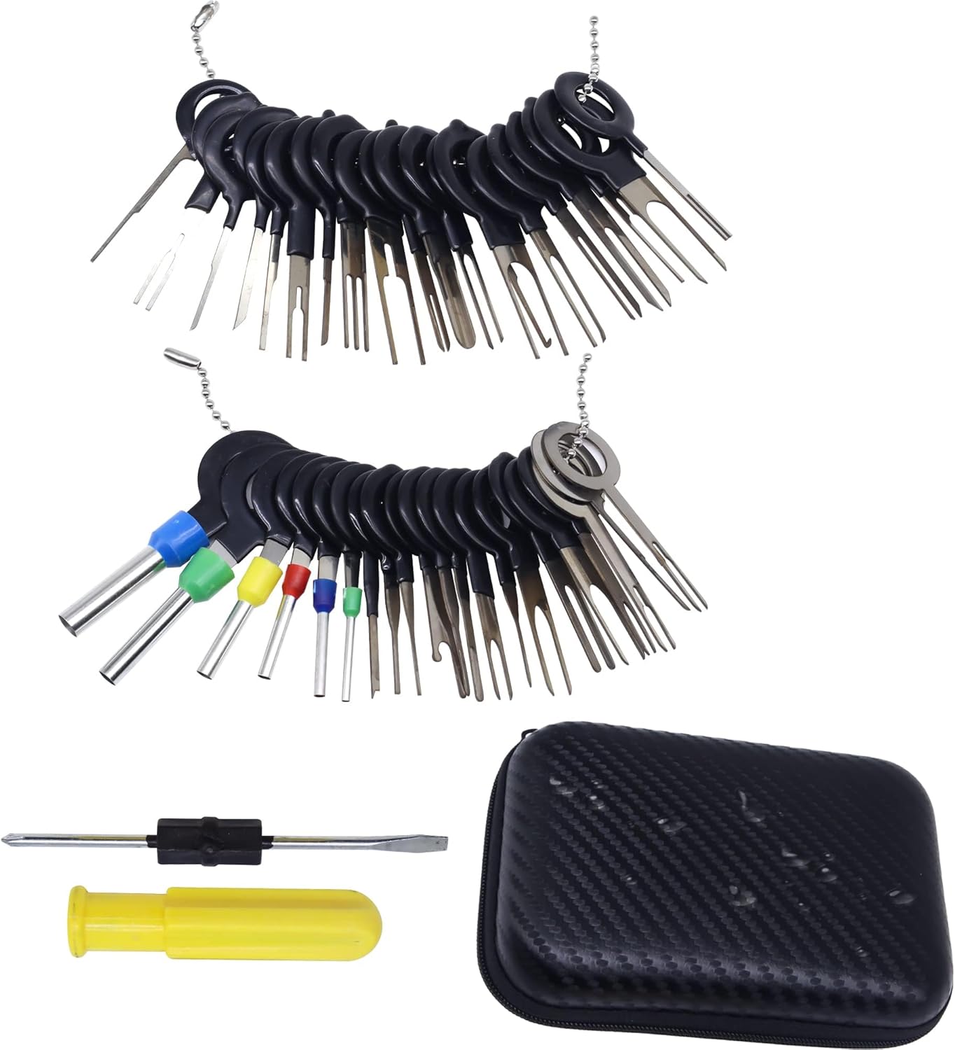 HISports Terminal Removal Tool Kit for Car 42PCS Auto Electrical Wire Connector Pin Extractor Puller Repair Remover Key Removal Tools Set with Protective Case for Most Connector Terminal