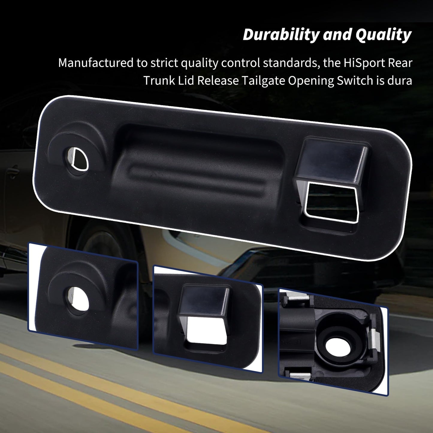 HiSport 81260-C1010 Rear Outside Trunk Lid Lock Handle Compatible with Hyundai Sonata 2015 2016 2017 with Rear Camera Hole Replacement for 81260C1010 Rear Tail Gate Trunk Hatch Release Handle Button