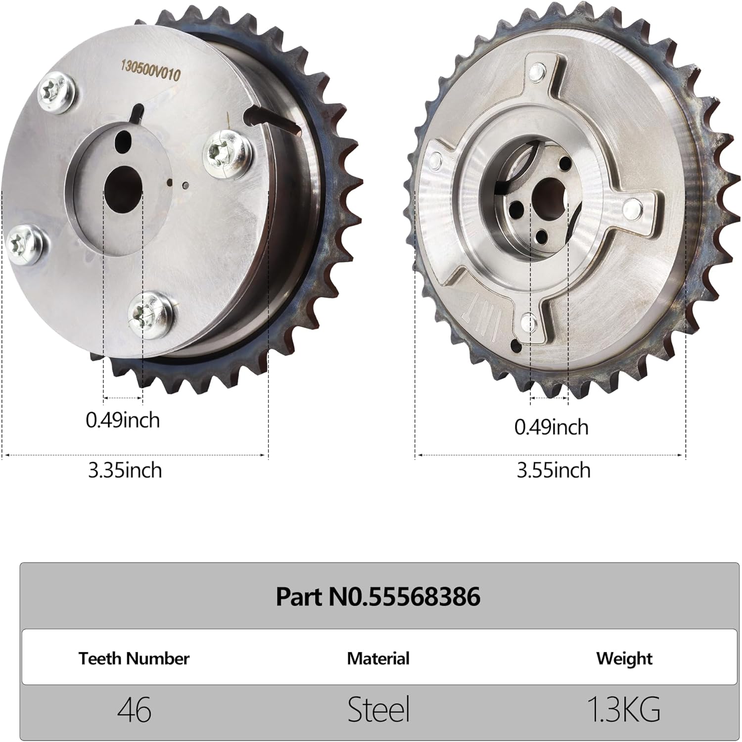 HiSport Camshaft Sprocket Gears Engine Variable Valve Timing (VVT) Intake and Exhaust - Compatible with 2009-2012 Toyota RAV4 Camry 2.5L Highlander Sienna Venza 2.7L - Replace 13050-0V011 13070-0V013