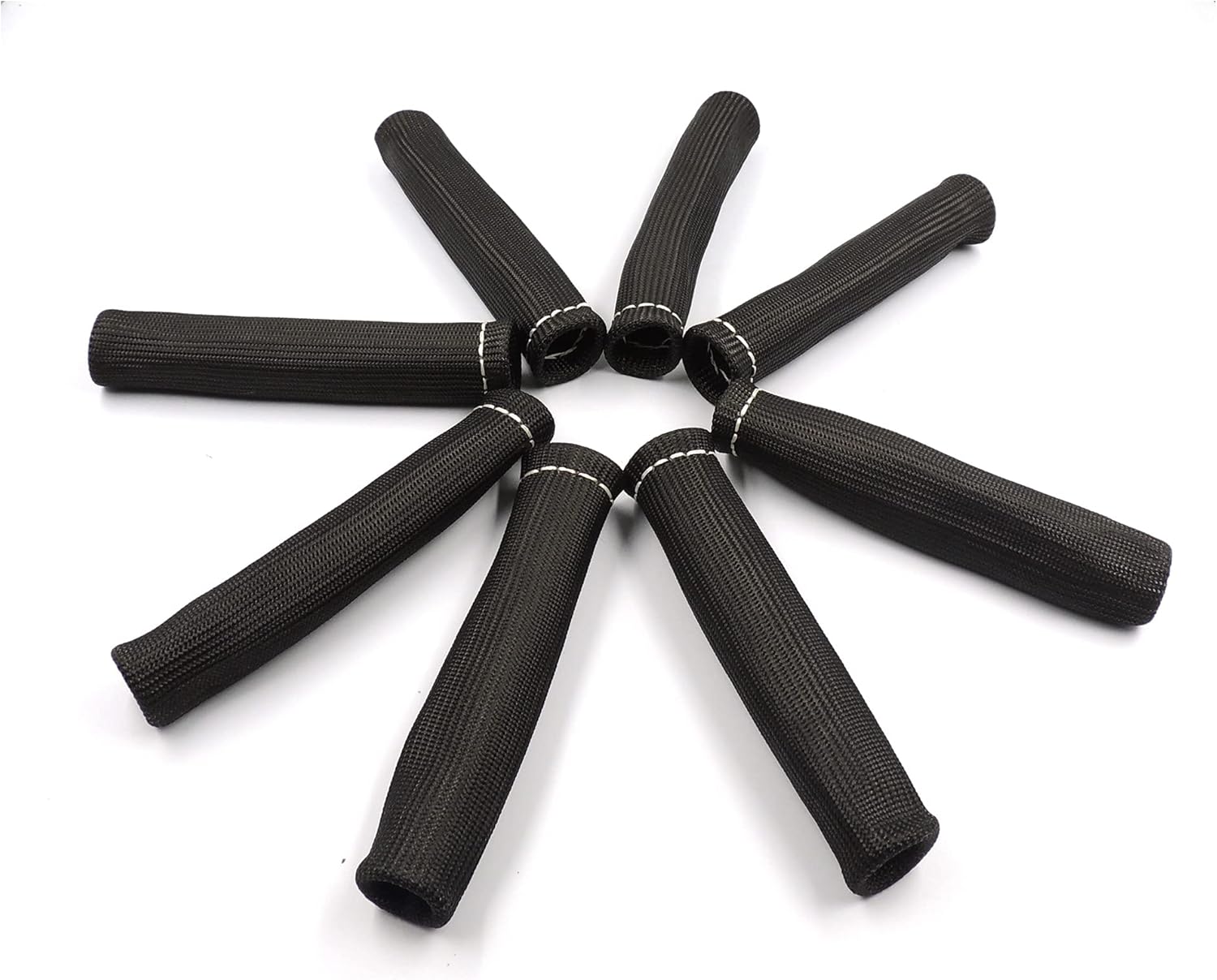 HiSport 8pcs Spark Plug Wire Boots Heat Shield Protector Sleeve Cover Compatible with SBC BBC 350 454 (8pcs, Black)