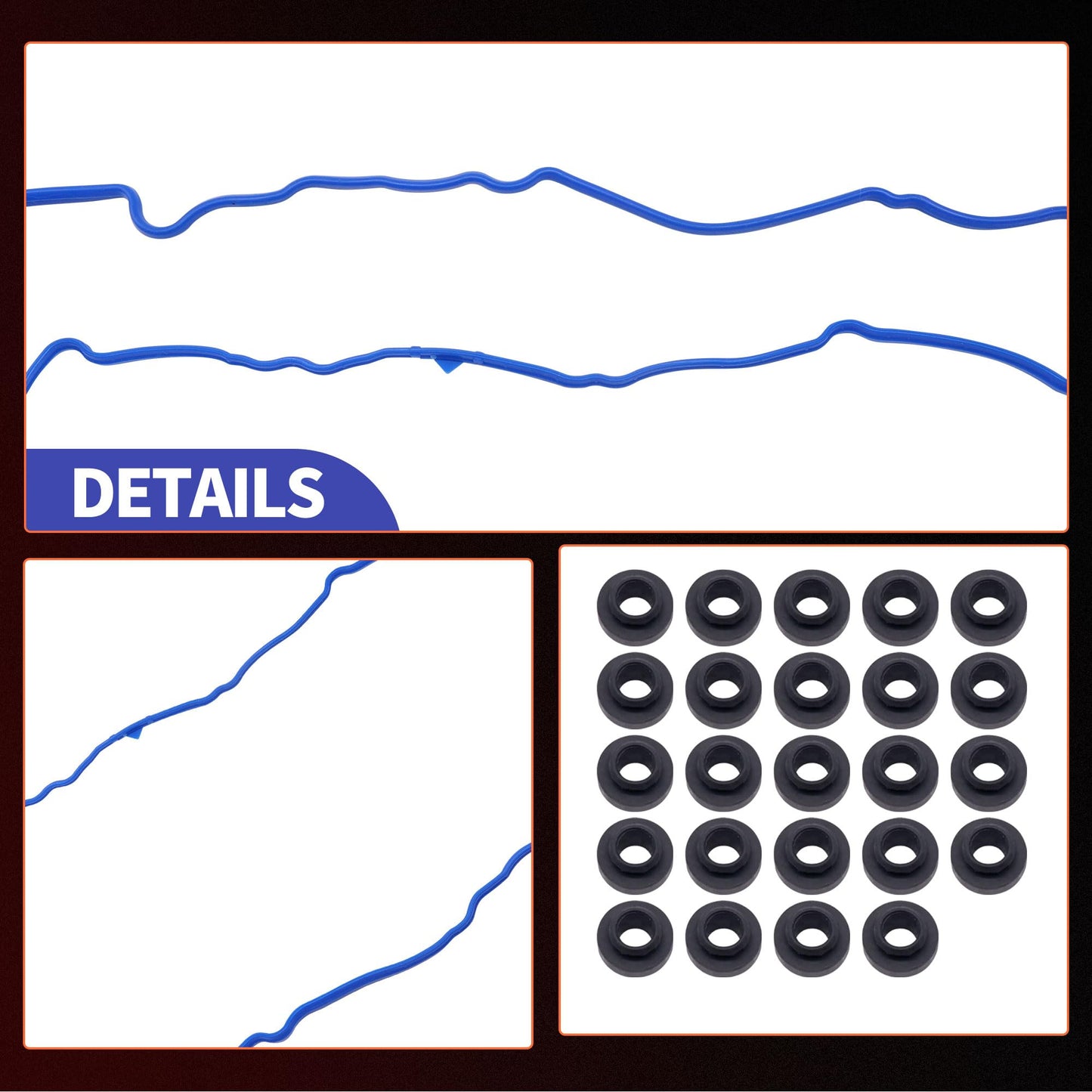 HiSport VS50521R Engine Valve Cover Gasket & Grommets Kit - Compatible with Dodge Dakota 2000-2003 Durango 2000-2003 Ram 1500 2002-2003 Compatible with Jeep Grand Cherokee 1999-2003