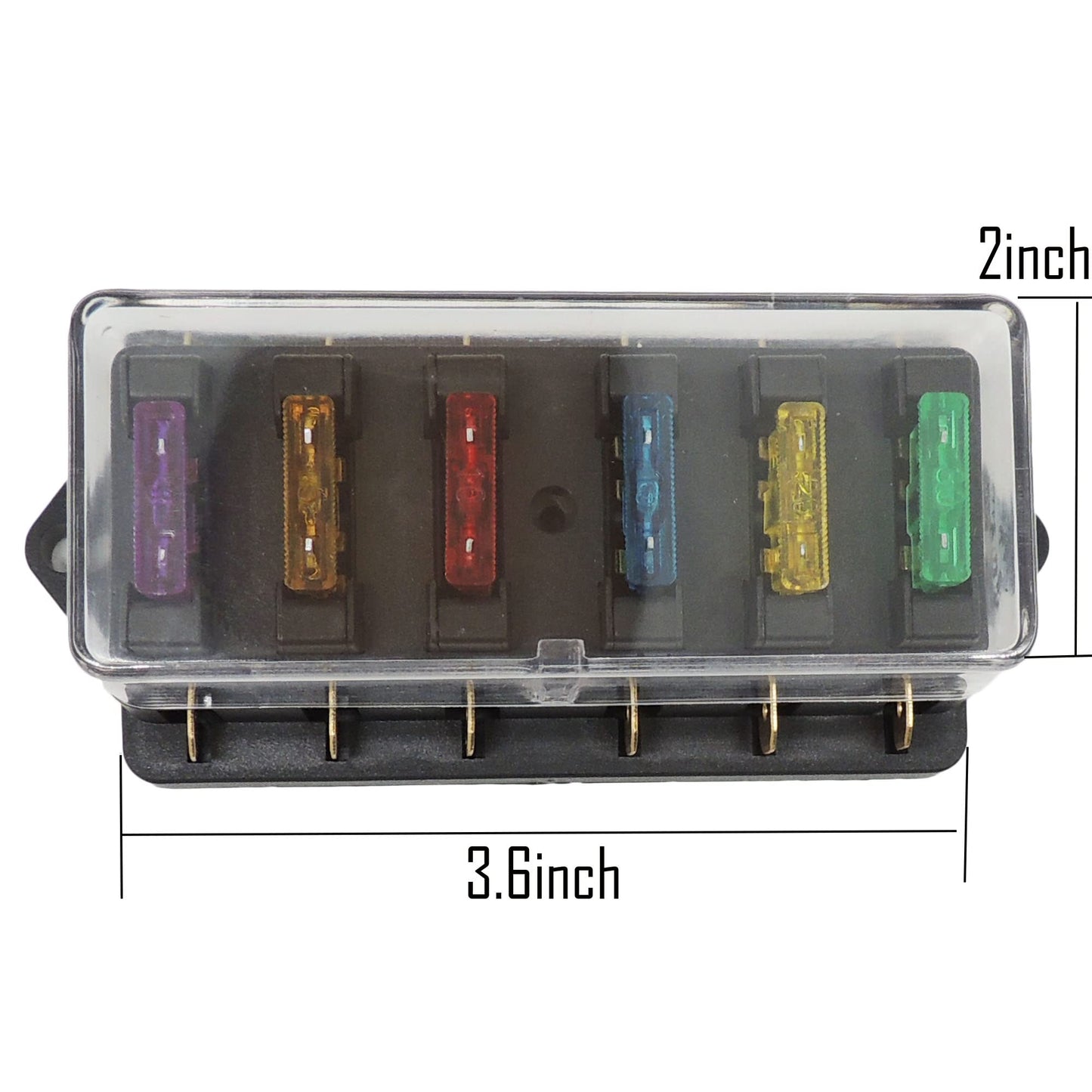 HiSport Fuse Block 6 Way Blade Fuse Box 12V 24V Waterproof Fuse Holder with Negative Bus ATC/ATO Suitable for Marine Yacht RV Car Trailer Truck