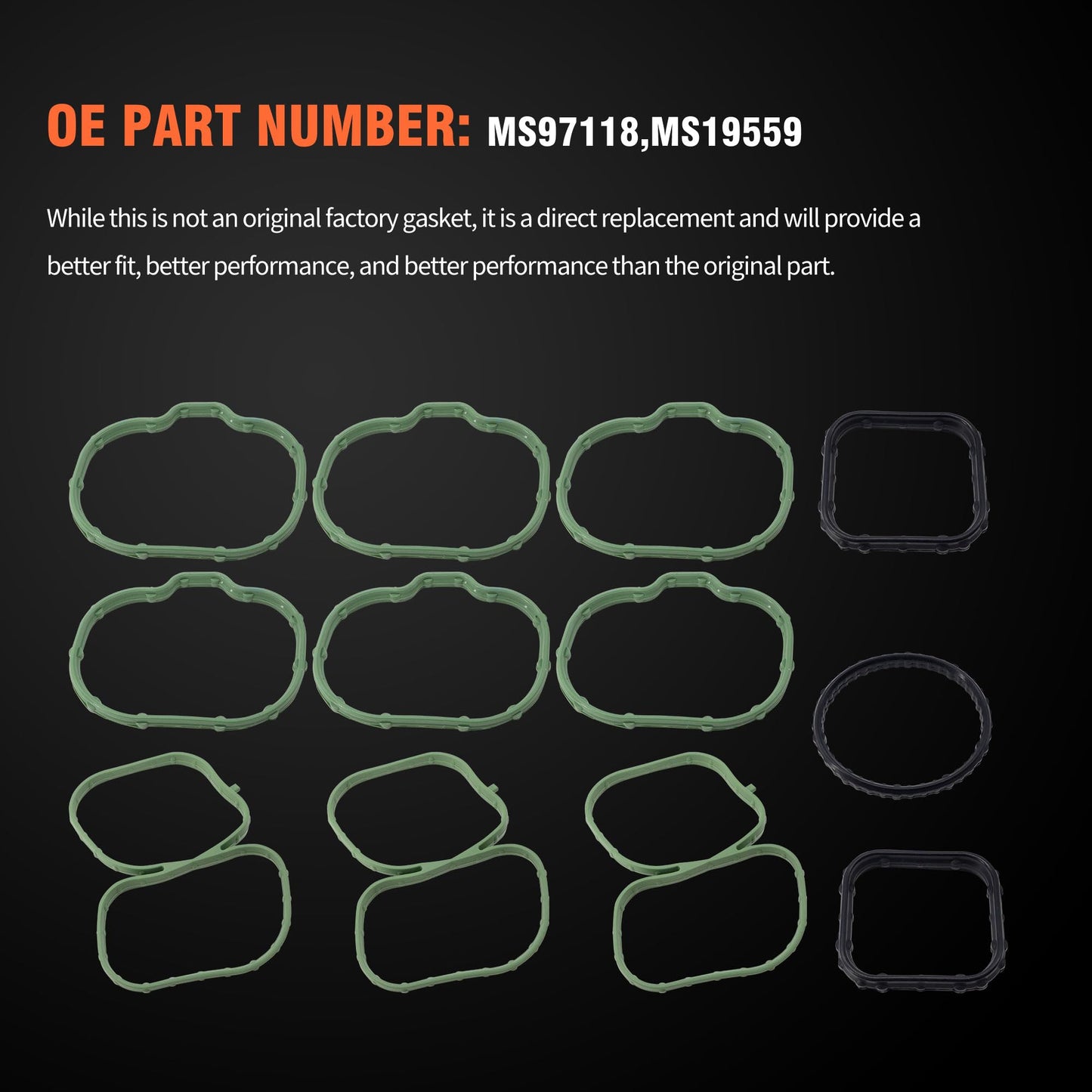 HiSport Intake Manifold Gasket Set MS97118 Compatible with Ford Edge Flex Fusion Taurus Taurus X 2007-2012,Replacement for Lincoln Mazda 6 CX-9 2007-2015,MKS MKT MKX MKZ 2007-2012 3.5L 24V Duratec