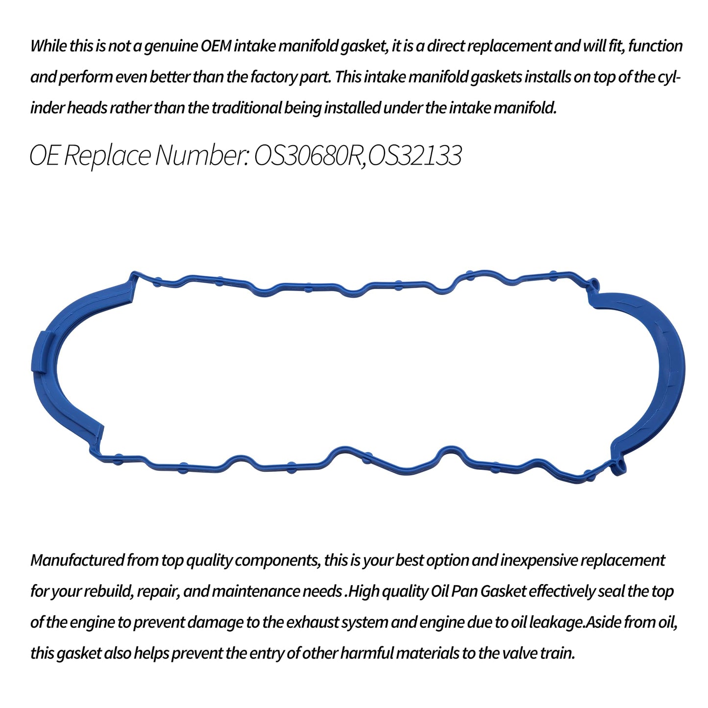 HiSport OS30680R Oil Pan Gasket - Compatible with Chevry Astro Blazer C1500 Express 1500 2500 GMC K1500 P3500 Sierra Isuzu Hombre Oldsmobile Bravada 4.3L Engine 1996-2006 - Replace OS32133