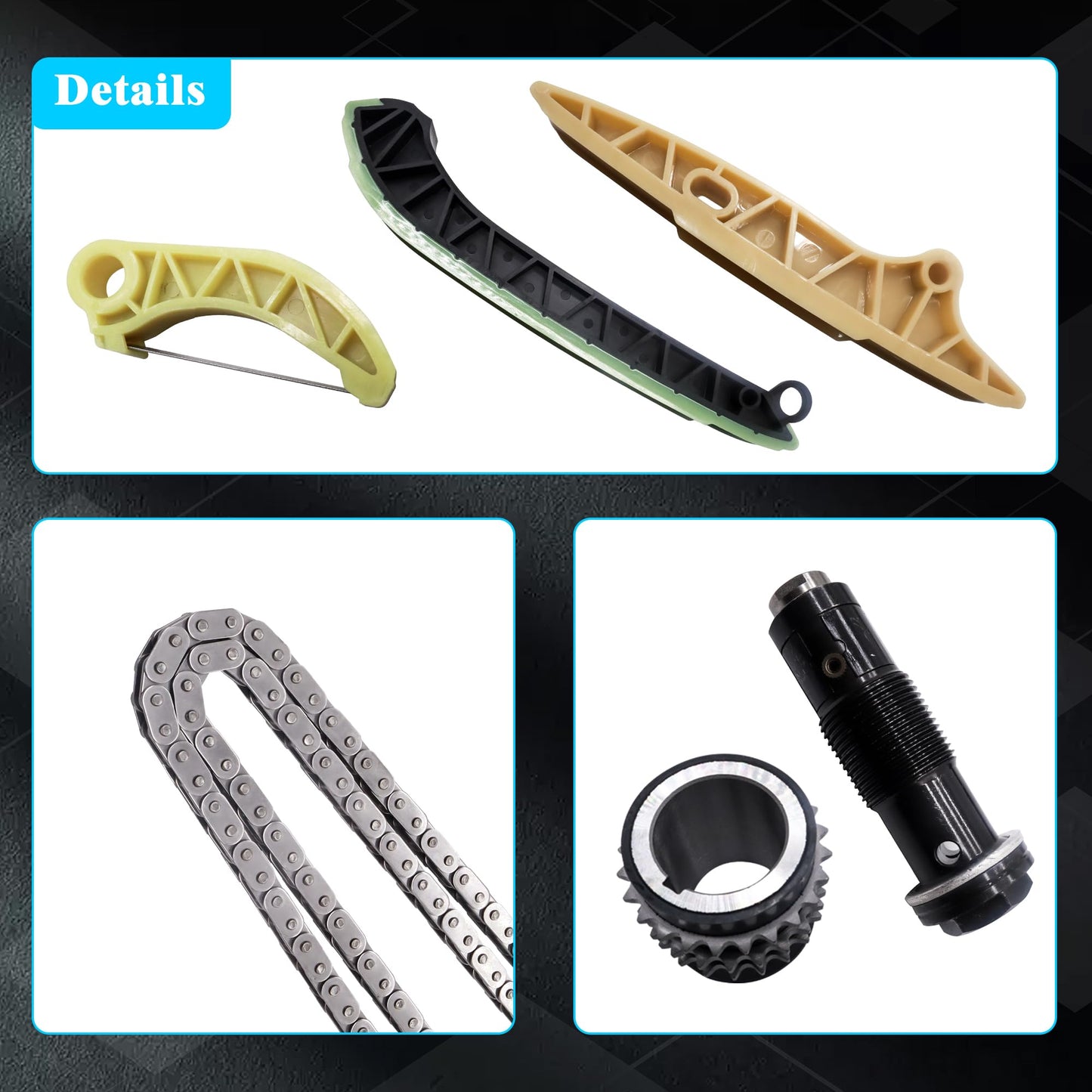 HiSport 2720520216 Engine Timing Chain Kit - Compatible with Benz C230 C80 C300 C350 CL550 CLK350 CLK550 E350 E550 G550 GL450 GL550 GLK350 ML350 ML450 ML550 R350 S400 S550 SL550 SLK280 SLK350