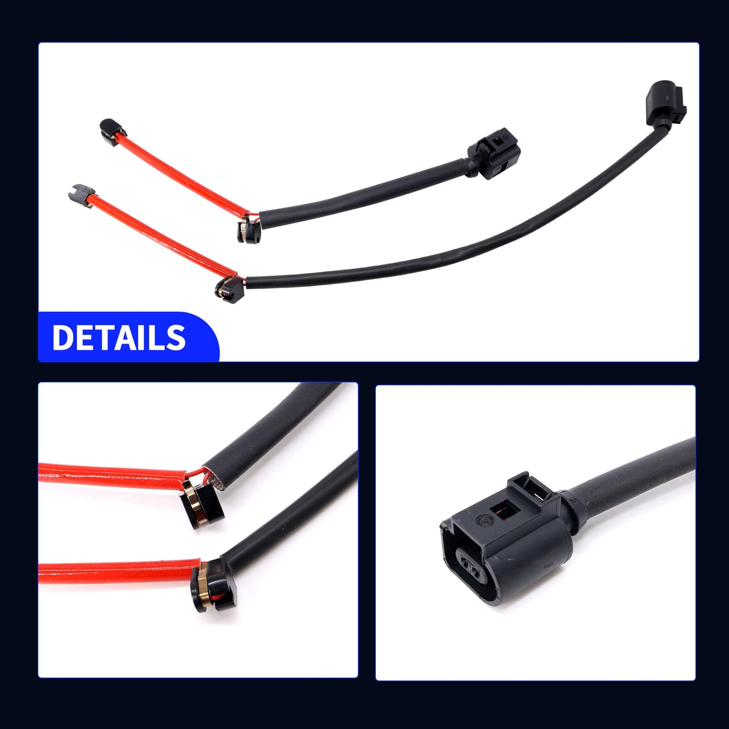 HiSport 4Pcs Front and Rear Disc Brake Pad Wear Sensors - Compatible with Audi Q7 2007-2015 Porsche Cayenne 2003-2010 Volkswagen Touareg 2004-2018 Replace 11633003 11633004