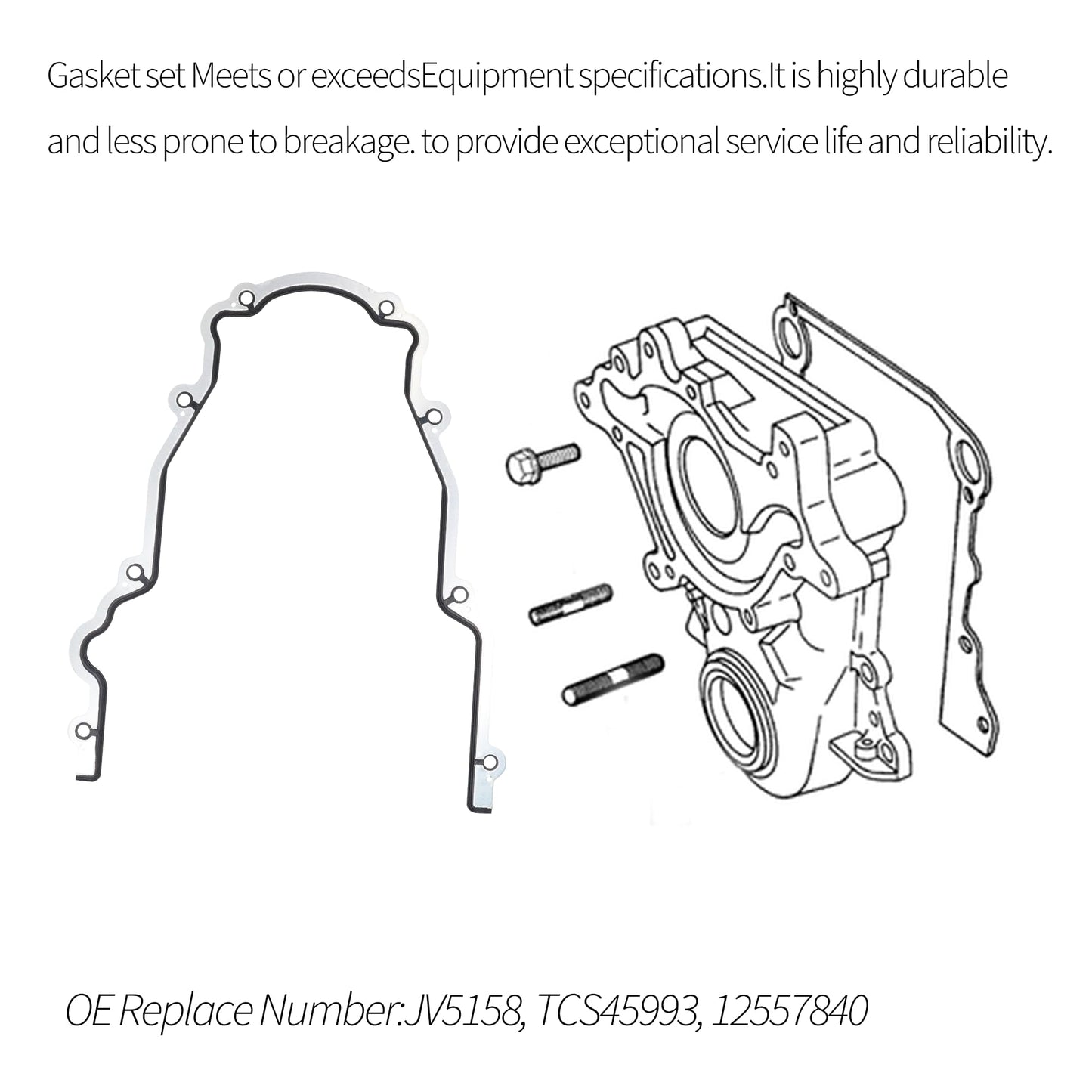 HiSport TCS45993 Timing Cover Gasket Seal - Compatible with Buick Cadillac Chevy Silverado Suburban Tahoe GMC Sierra Yukon Savana Cadillac Escalade 4.8L 5.3L 5.7L 6.0L 1997-2016
