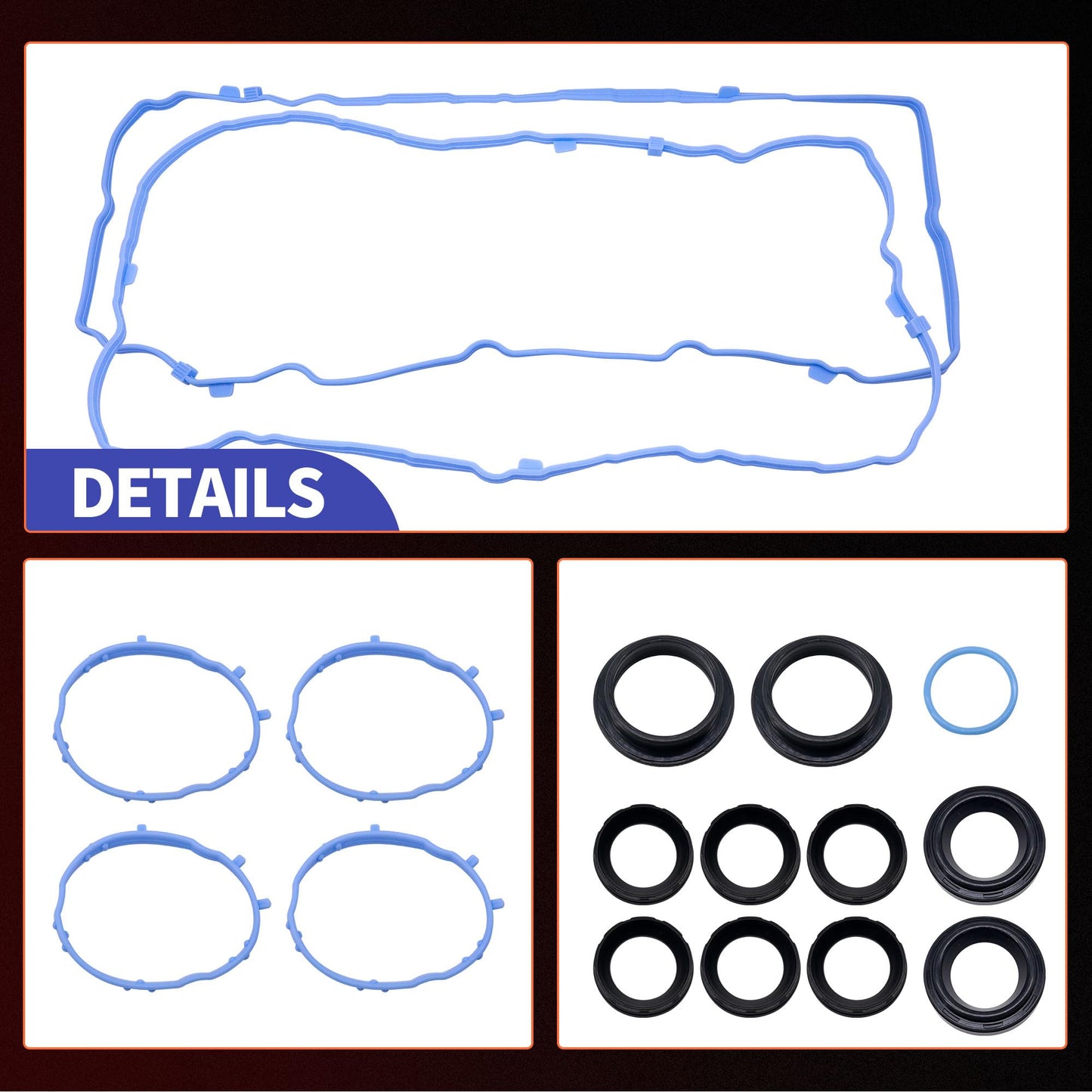 HiSport Engine Valve Cover Gasket Set - Compatible with Chrysler Pacifica Voyager Dodge Durango Jeep Grand Cherokee Wrangler Ram 1500 ProMaster 1500/2500 / 3500 3.6L 2016-2022 - Replace VS50919