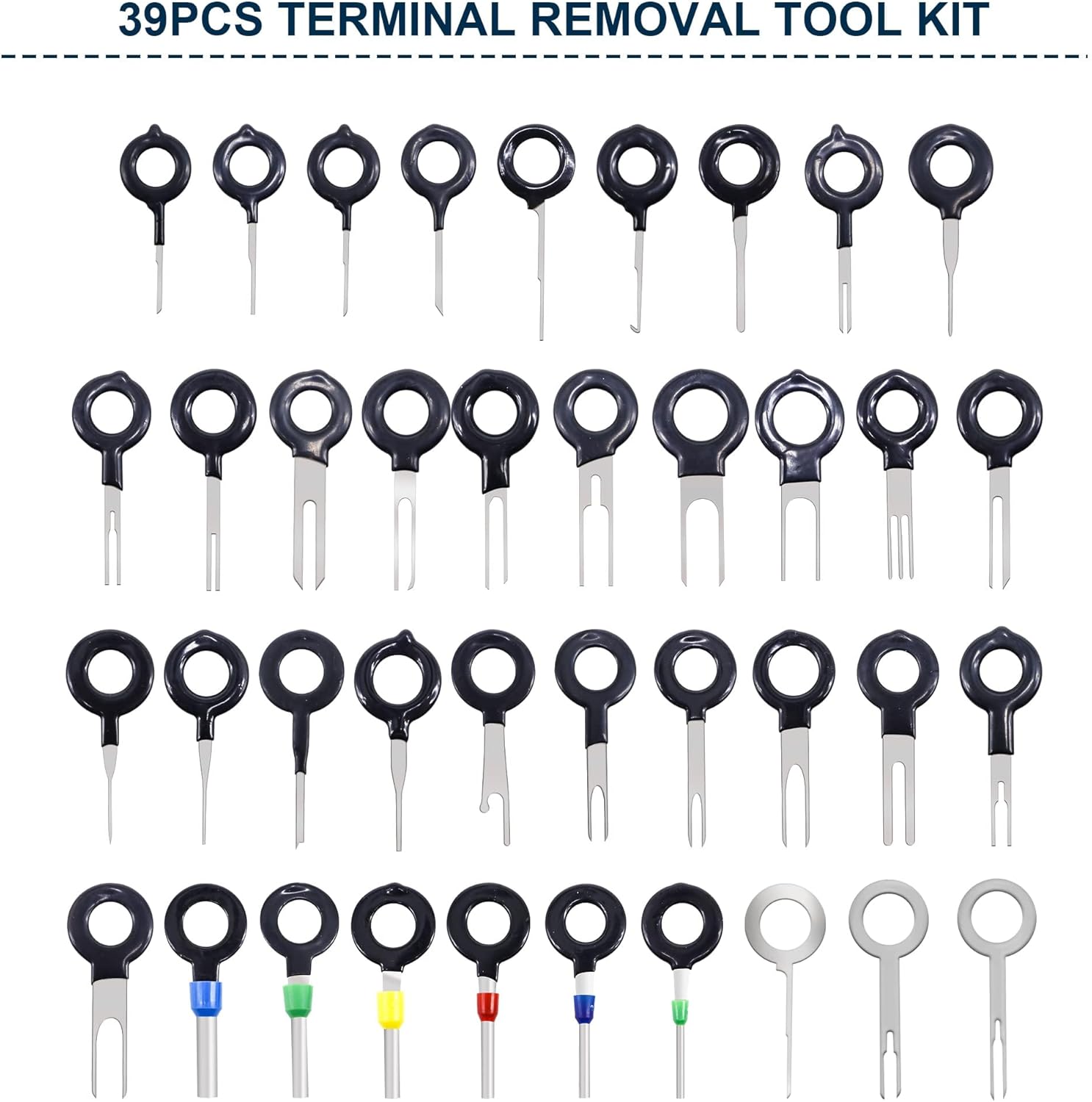 HISports Terminal Removal Tool Kit for Car 42PCS Auto Electrical Wire Connector Pin Extractor Puller Repair Remover Key Removal Tools Set with Protective Case for Most Connector Terminal