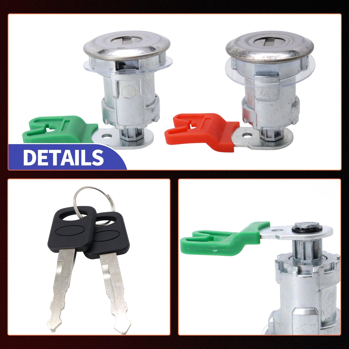 HiSport Door Locks Cylinder Lock Set 4 Keyed DL5886 703369 597638 Compatible with Ford Econoline Van/E-150/E-250/ E-350 1997-2018, Front, Side, Rear Door Lock Kit