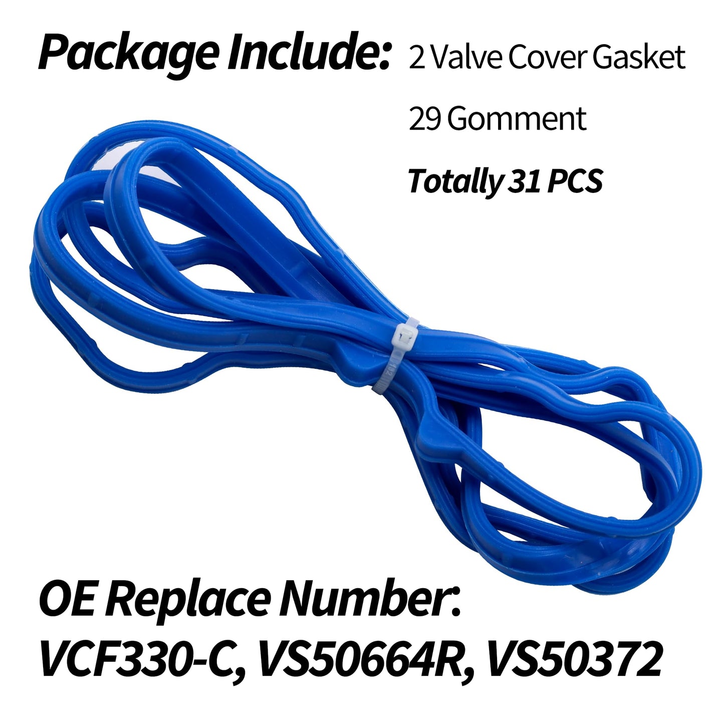 HiSport VS50664R Valve Cover Gasket Seal - Compatible with Ford F150 Expedition Explorer Mustang Lincoln Mark Navigator Mercury 4.6L 5.4L Engine - Replace VS50372 VCF330-C
