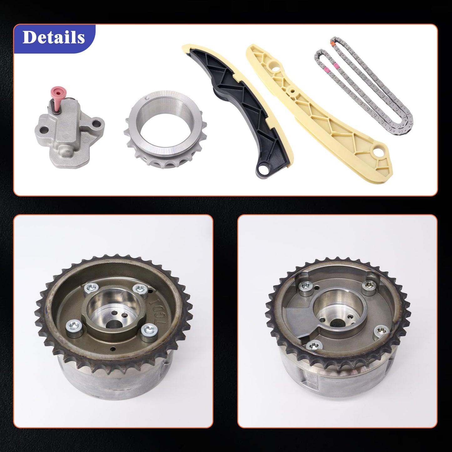 HiSport 243212B620 Timing Chain Kit with VVT Sprocket - Compatible with Hyundai Accent Elantra GT Kona Sonata Tucson Kia Forte Koup Forte5 Optima Rio Seltos Soul 2012-2021 1.6L