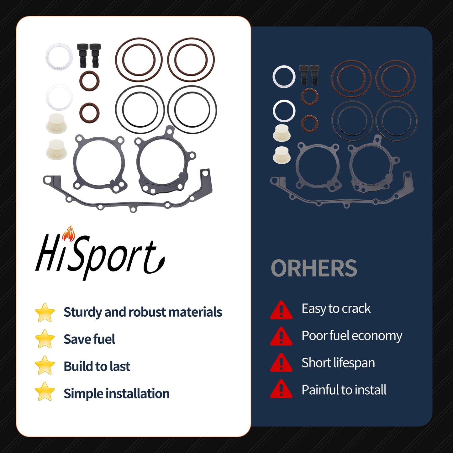 HiSport Dual Vanos O-Ring Seal Repair Kit - Compatible with BMW E36 E39 E46 E53 E60 E83 E85 M52tu M54 1998-2006 - Replacement Timing Solenoid Gasket Kit 11361433513 11361748745