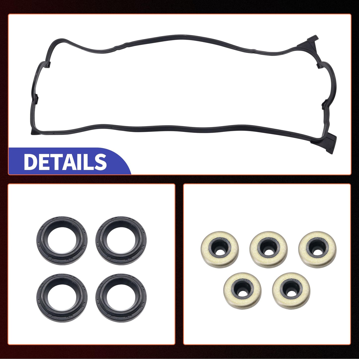 HiSport Valve Cover Gasket Set - Compatible with Acura 1997-2000 EL. Compatible with Honda 1992-2000 Civic 1.5L Honda 1993-1997 Civic del Sol - Replace VS50499R