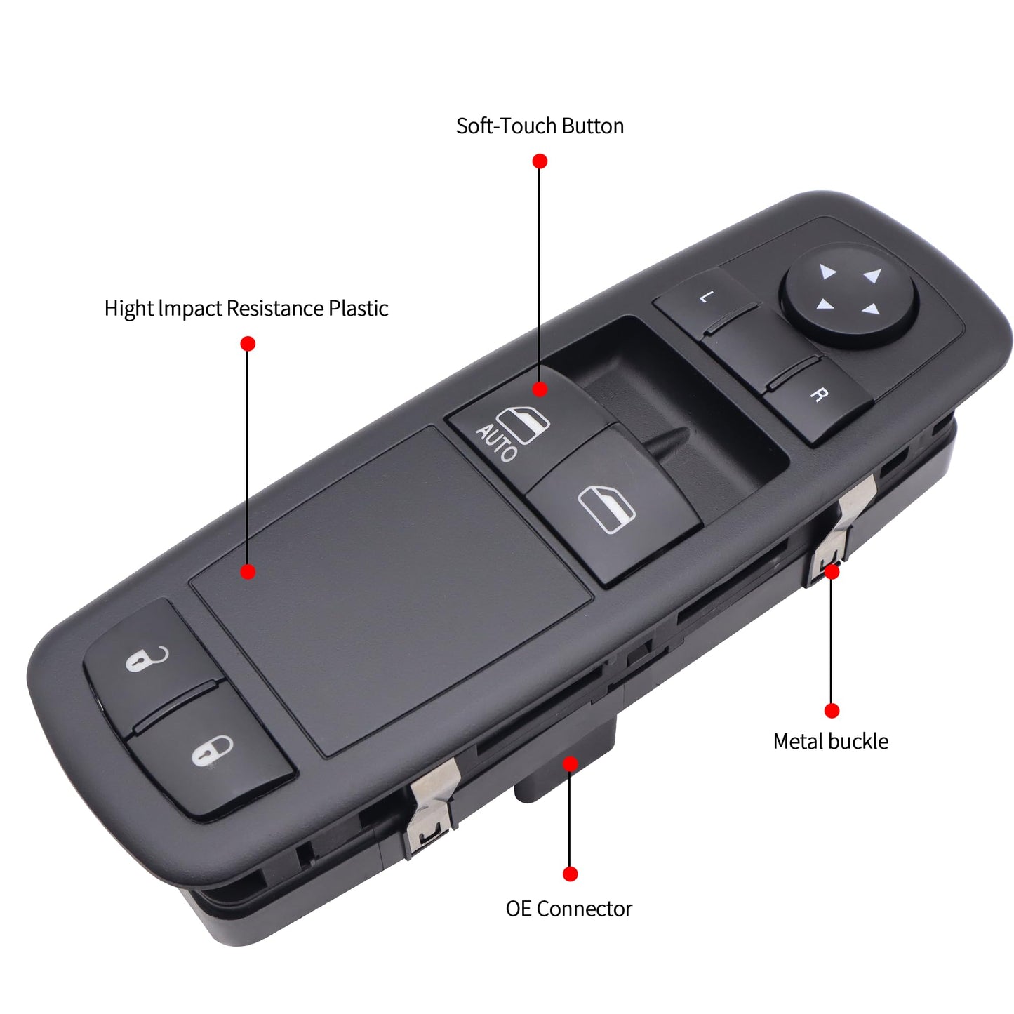 HiSport 68110870AB Power Master Window Switch Driver Side - Compatible with 2012-2015 Ram C/V 2012-2015 Grand Caravan 2012-2015 Chrysle Town Country 2 Door - 8+8 PINS Replace 68298870AA