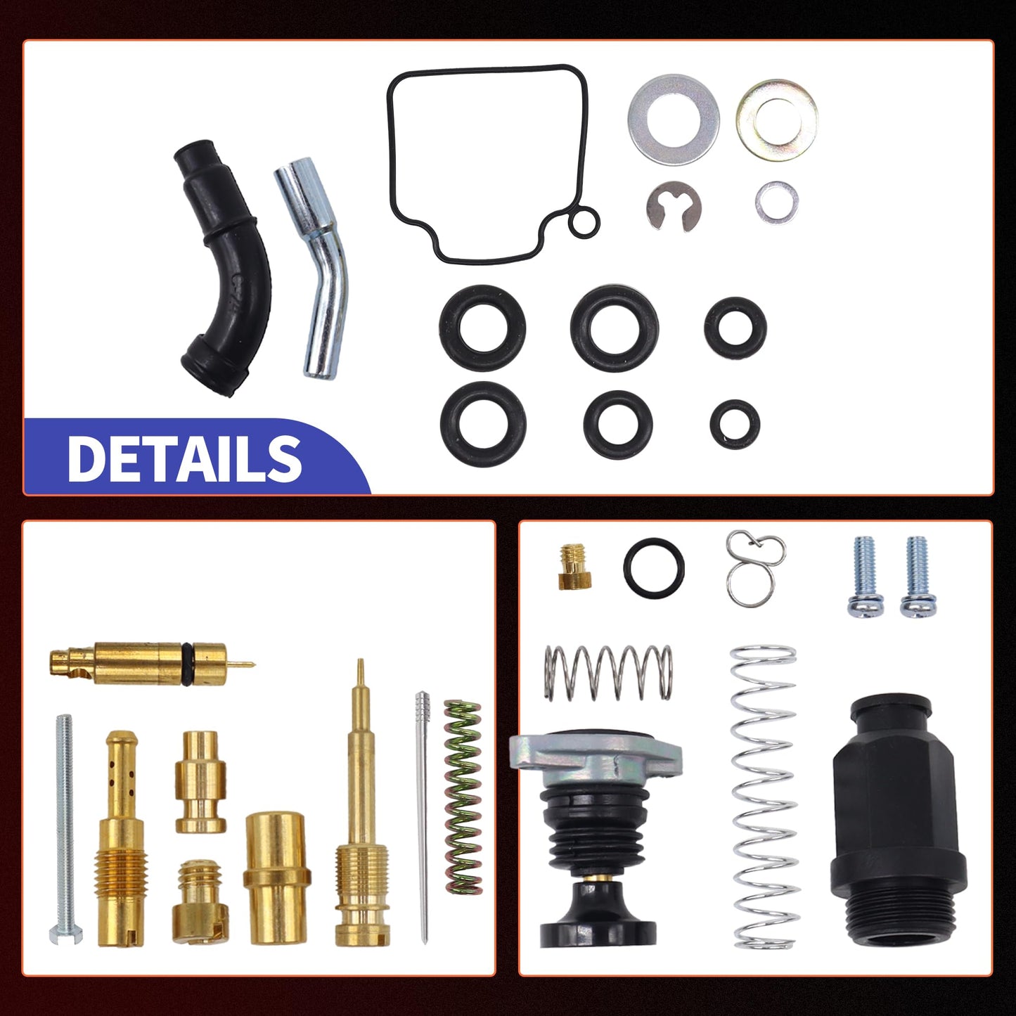HiSport Carburetor Carb Repair Kit with Choke Plunger Starter Valve and Carb Primer Pump Replacement for Honda Foreman 450 TRX450 1998 1999 2000 2001 2002 2003 2004
