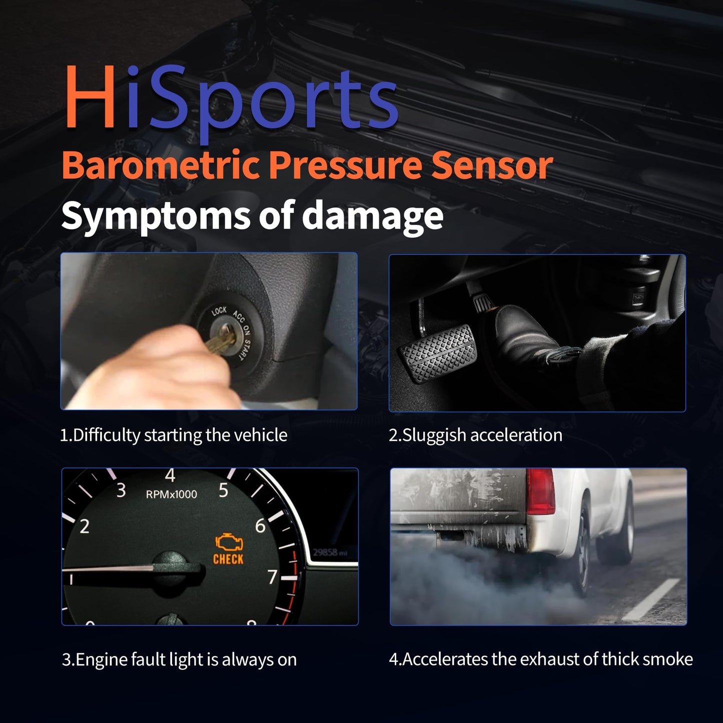 HiSport Exhaust Gas Pressure Sensor Replacement for Cummins ISX ISM ISC ISB ISL Diesel,Replacement for Dodge Ram 2500 3500 6.7L Replace 4928594 4921746 4087989