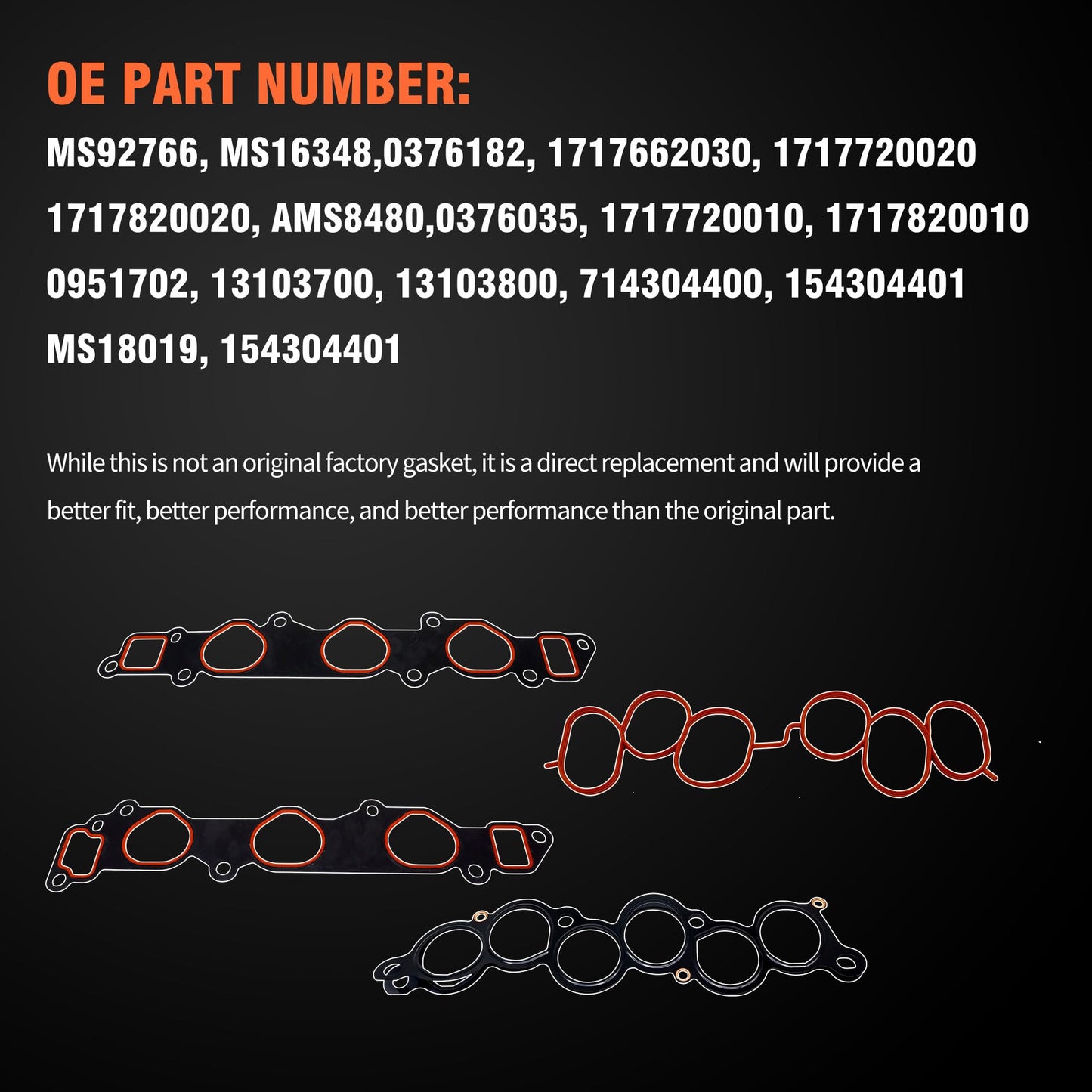 HiSport Intake Manifold Gasket Set MS92766 Engine Gasket 3.0L V6 Compatible with Lexus ES300 1994-2003,GS300 2006,RX300 1999-2003,Replacement for Toyota Camry 1994-2006 2955cc