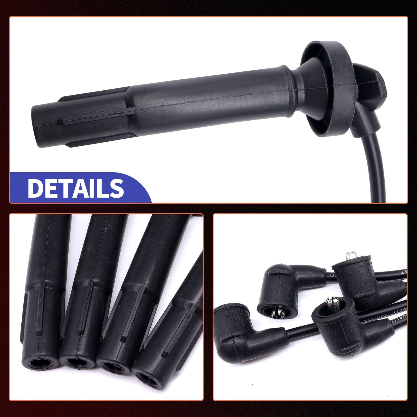 HiSport Spark Plug Coil Wires Ignition Coil Harness Cable 32722-P75-A01 Compatible with Honda CR-V 1997-1998 Replacement for Acura Integra 1994-2001, Pack of 4