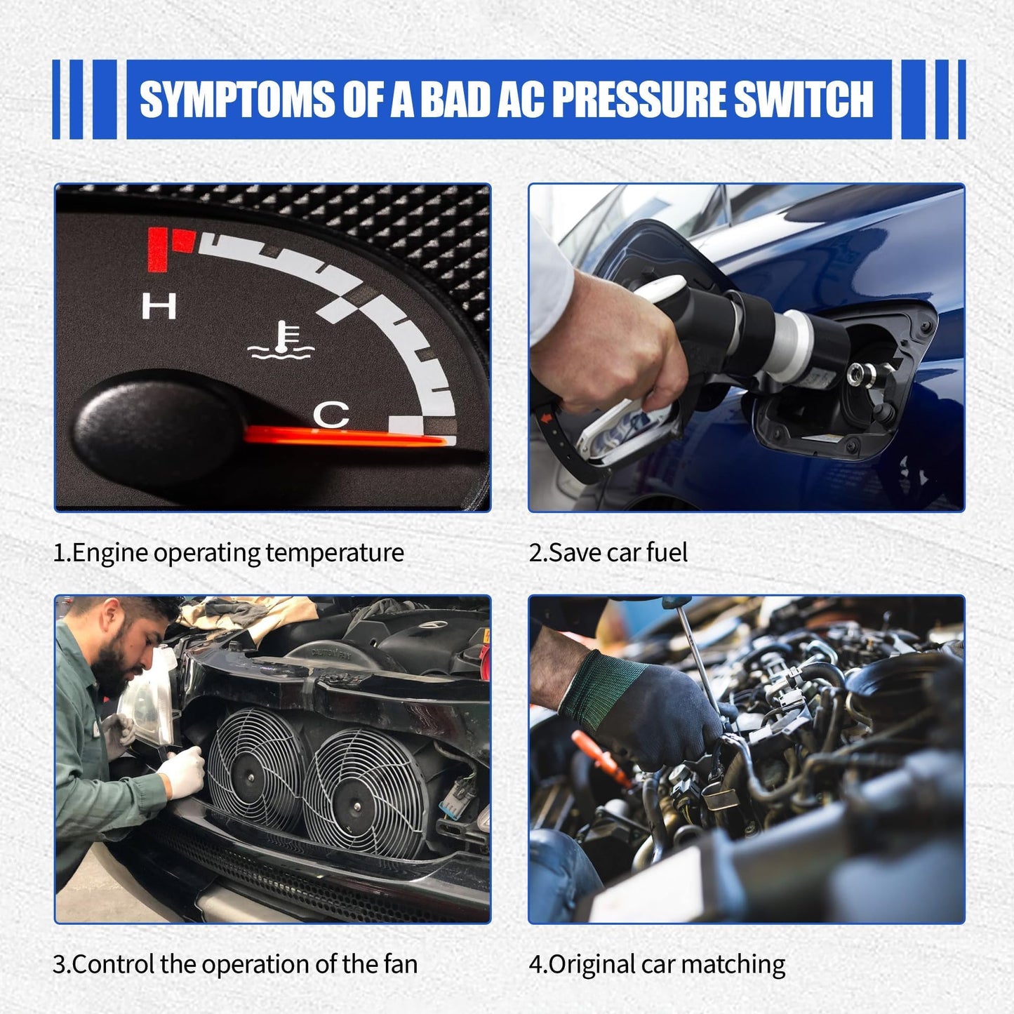 HiSport 12146312 Engine Water Coolant Temperature Sensor Compatible with Acura 1996-1999,Buick 1976-2005,Cadillac 1980-2004,Chevrolet Chevy 1979-2014,Geo,GMC,Honda,Hummer,Isuzu,Jeep,Oldsmobile,Pontiac